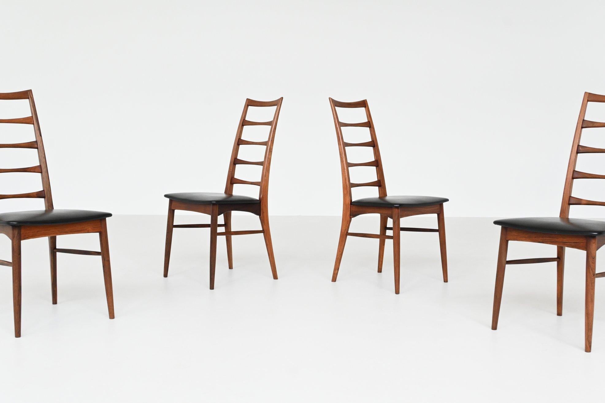 Niels Koefoed model Lis dining chairs in rosewood Denmark 1961 For Sale 3