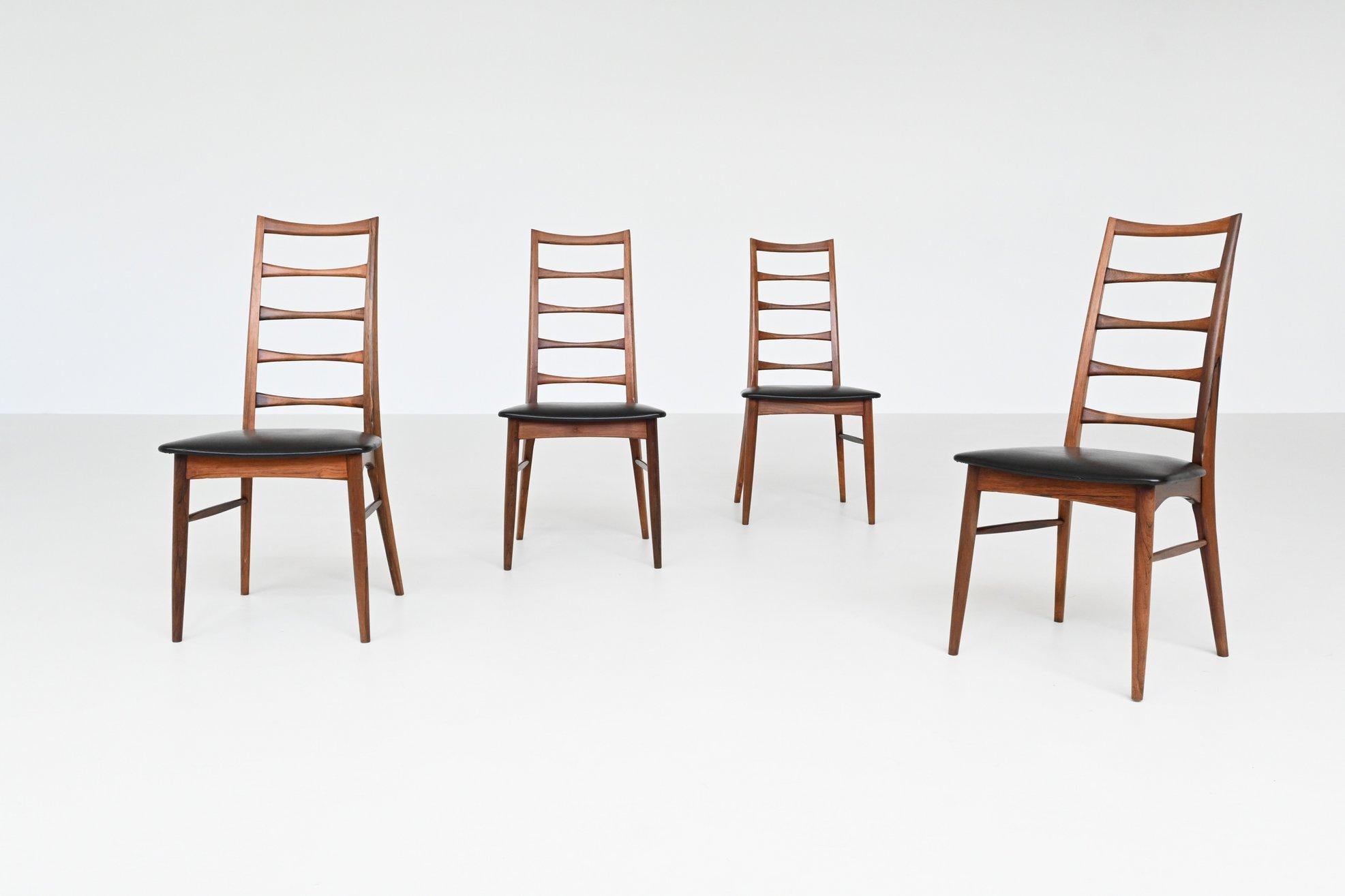 Scandinavian Modern Niels Koefoed model Lis dining chairs in rosewood Denmark 1961 For Sale