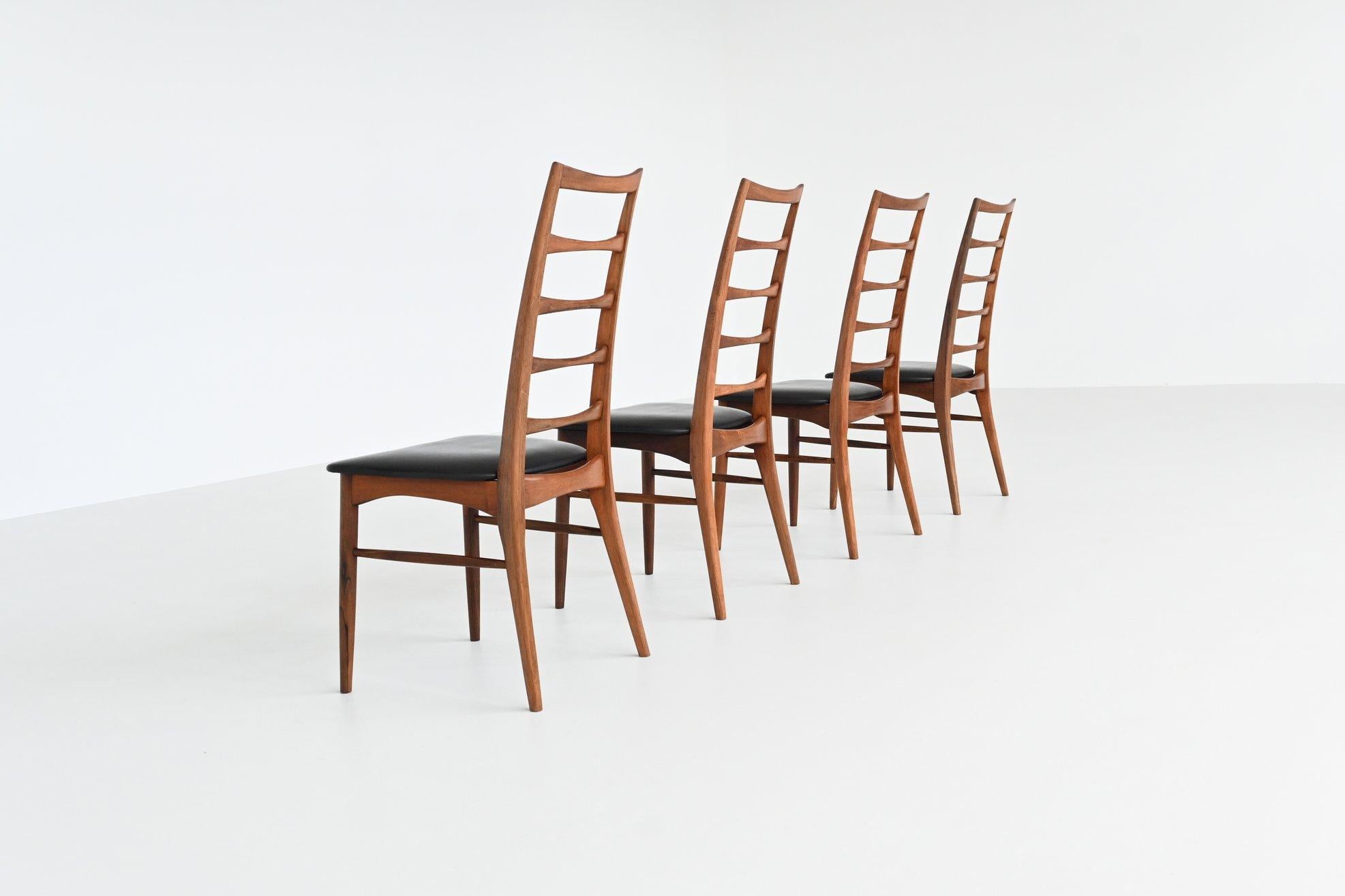 Niels Koefoed model Lis dining chairs in rosewood Denmark 1961 In Good Condition For Sale In Etten-Leur, NL