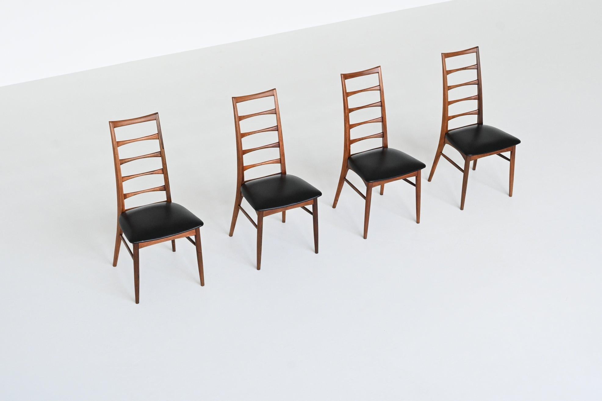 Mid-20th Century Niels Koefoed model Lis dining chairs in rosewood Denmark 1961 For Sale