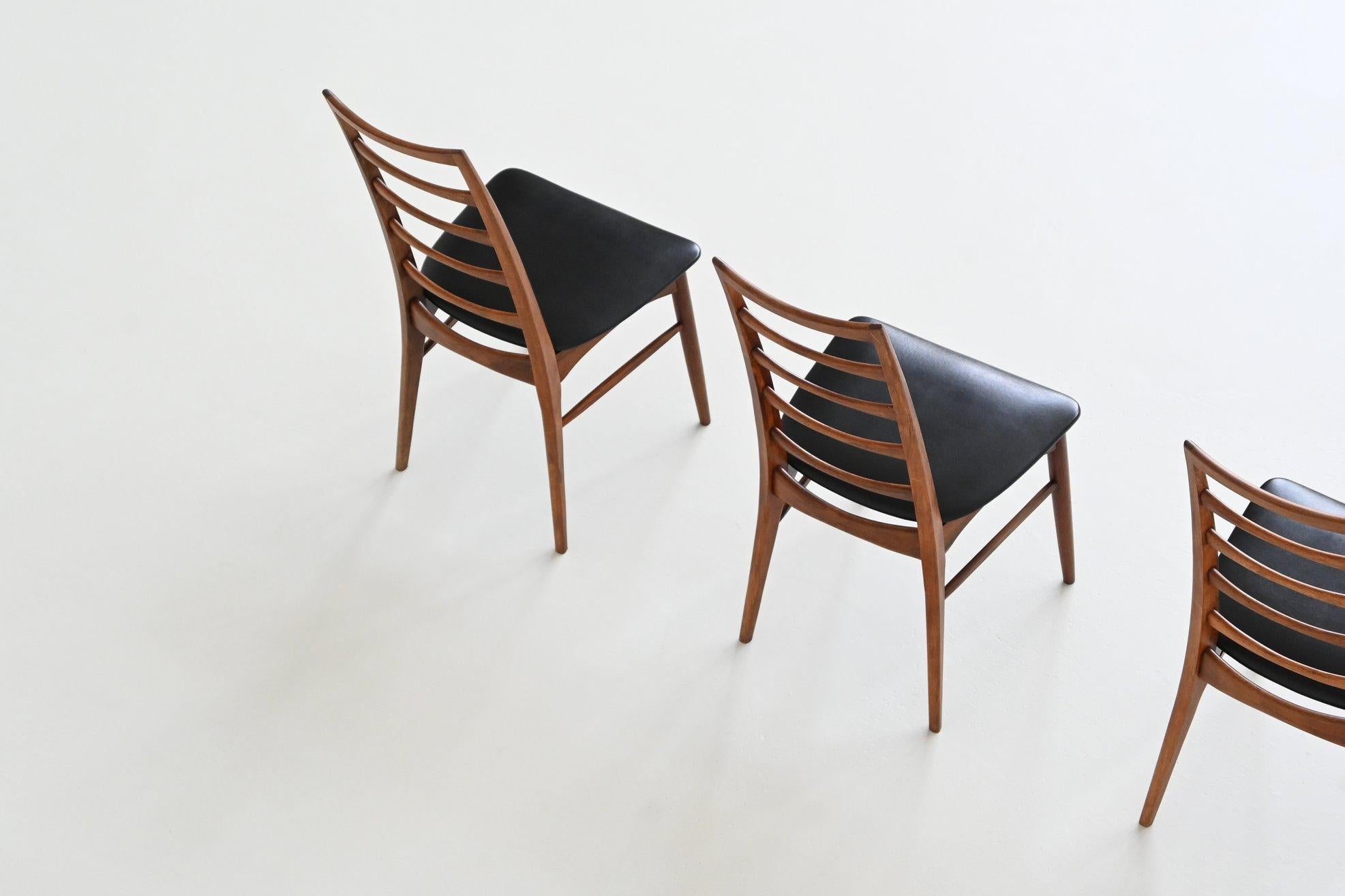 Faux Leather Niels Koefoed model Lis dining chairs in rosewood Denmark 1961 For Sale
