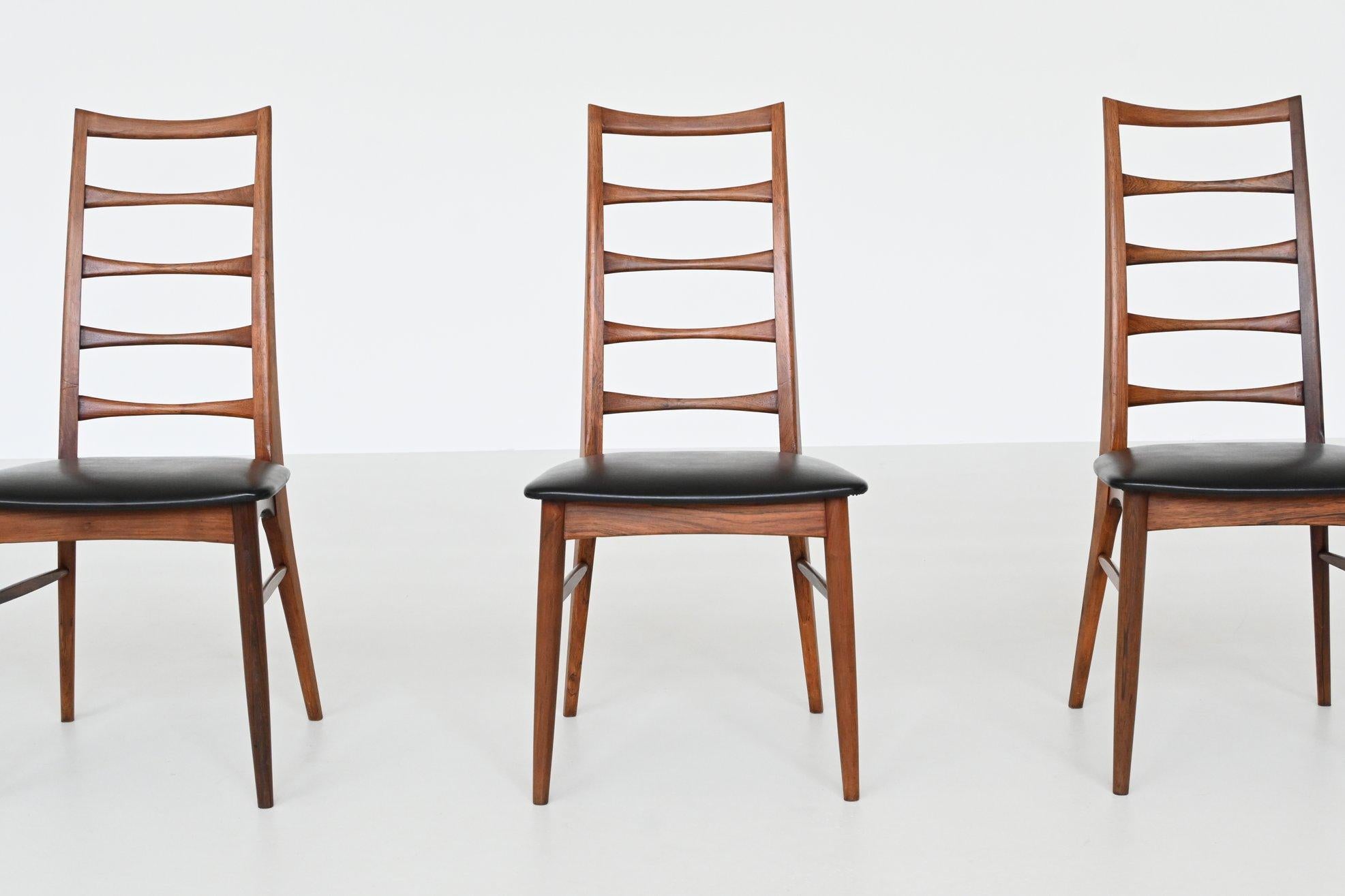 Niels Koefoed model Lis dining chairs in rosewood Denmark 1961 For Sale 2