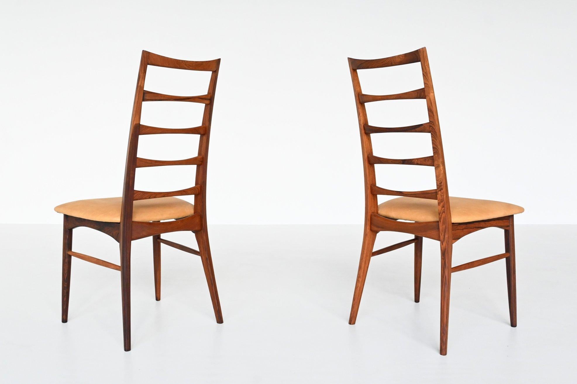 Niels Koefoed Model Lis Rosewood Dining Chairs Denmark 1961 3