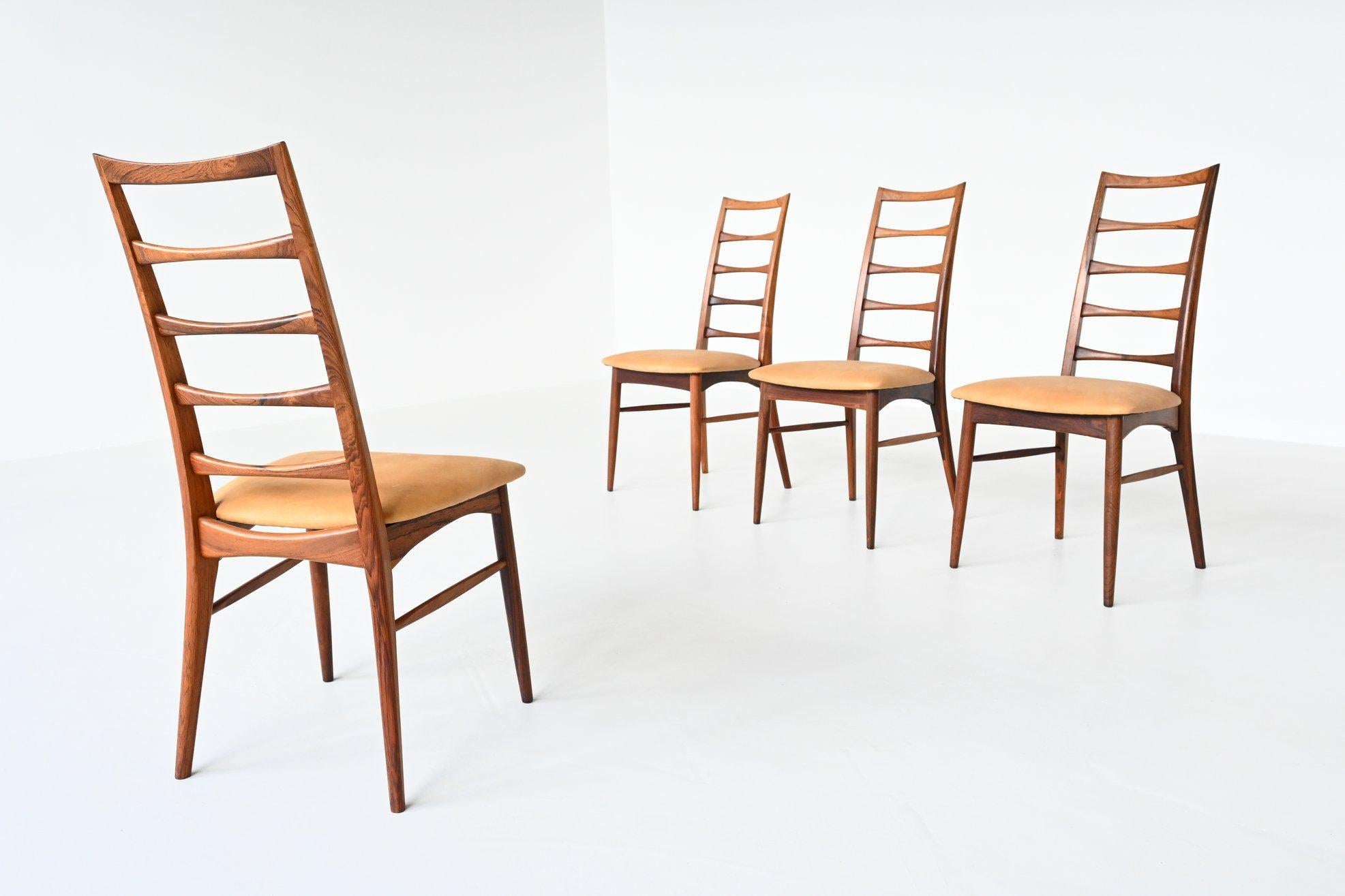 Mid-Century Modern Niels Koefoed Model Lis Rosewood Dining Chairs Denmark 1961