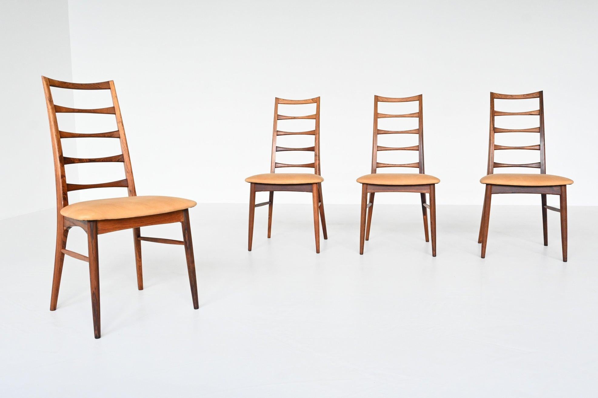 Danish Niels Koefoed Model Lis Rosewood Dining Chairs Denmark 1961