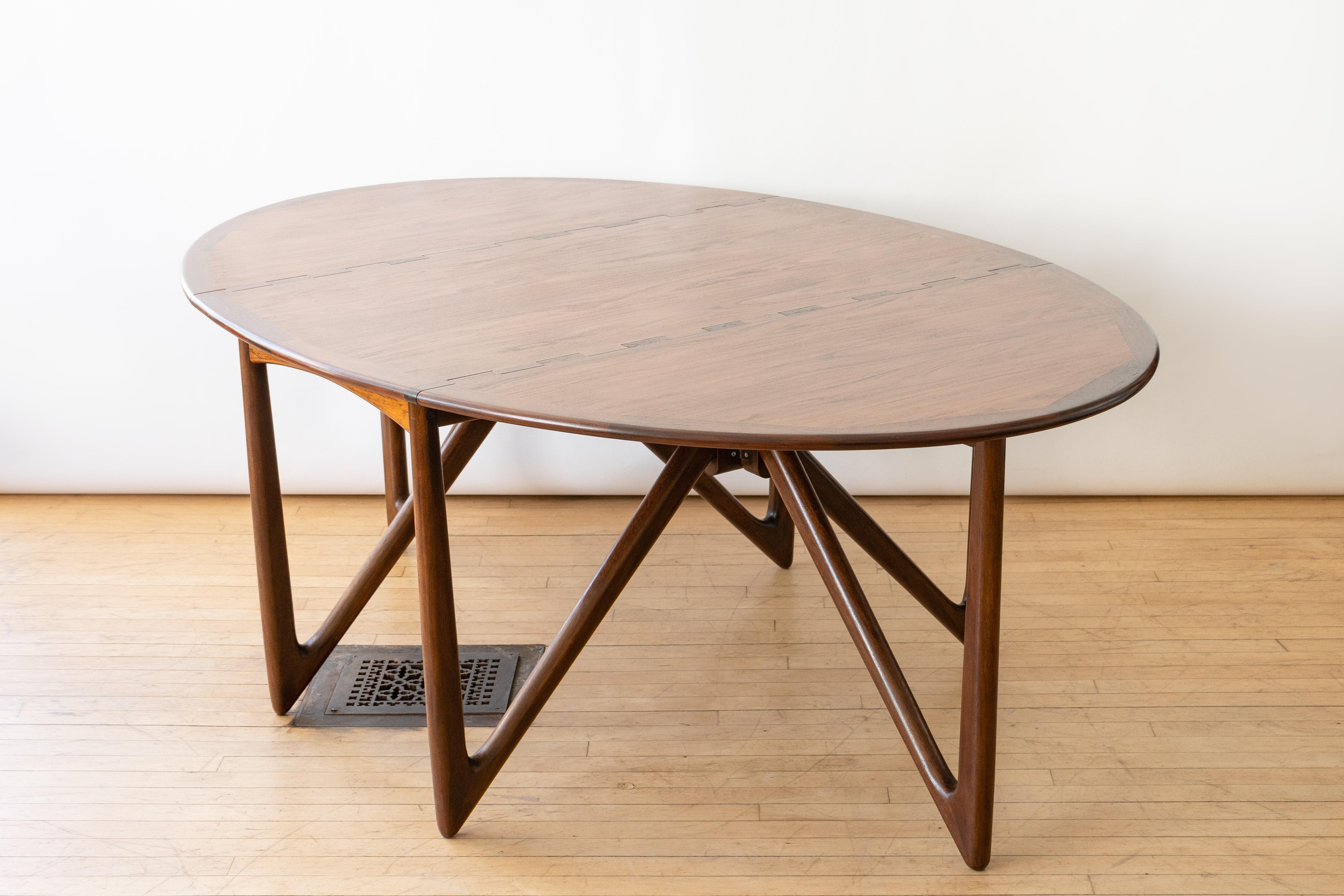 Mid-Century Modern Niels Koefoed Rosewood Drop Leaf Dining Table