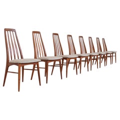 Niels Koefoed Juego de ocho sillas de comedor "Eva" de teca Dinamarca 1960