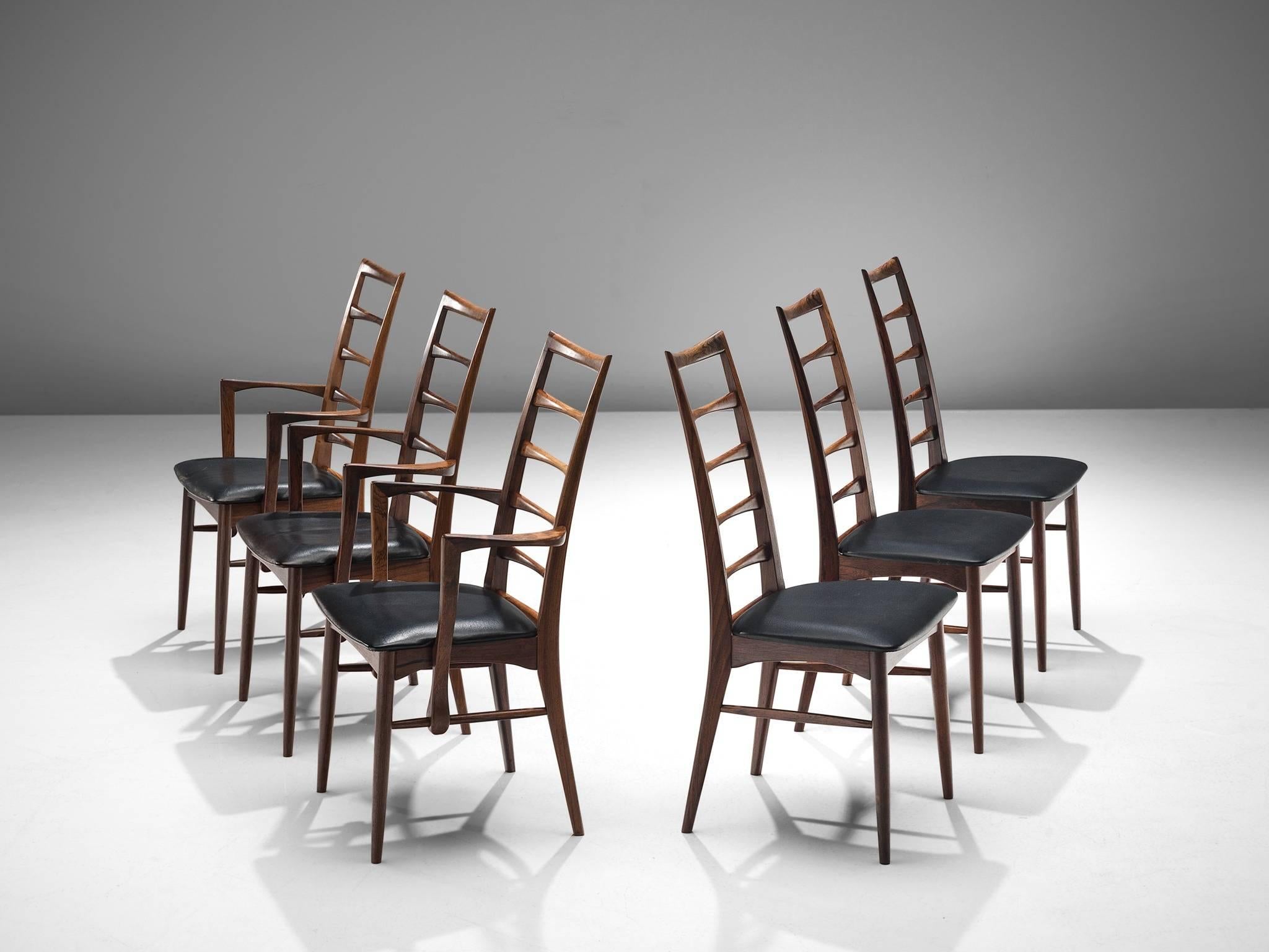 Scandinavian Modern Niels Koefoed Set of Six Rosewood Dining Chairs