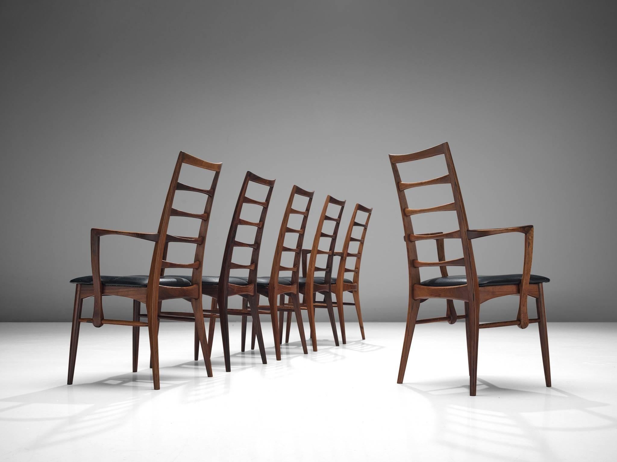 Danish Niels Koefoed Set of Six Rosewood Dining Chairs
