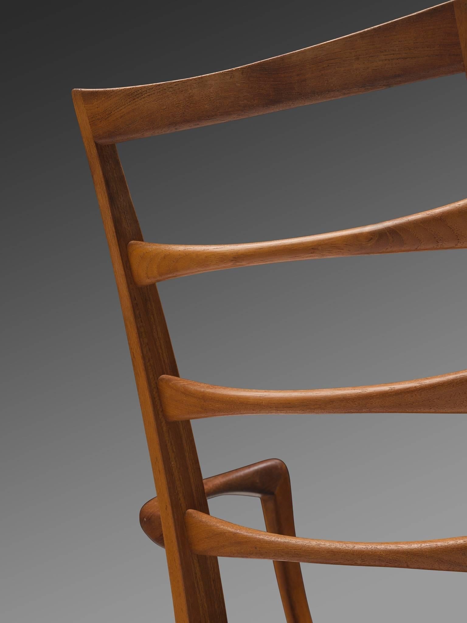 Danish Niels Koefoed Set of Two 'Lis' Teak and Leather Dining Chairs
