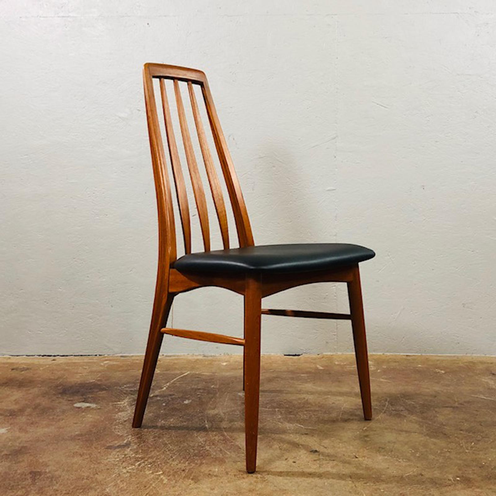 Set of four immaculate teak dining chairs by Niels Koefoed for Koefoed Hornslet, circa 1960s. Leather seats.