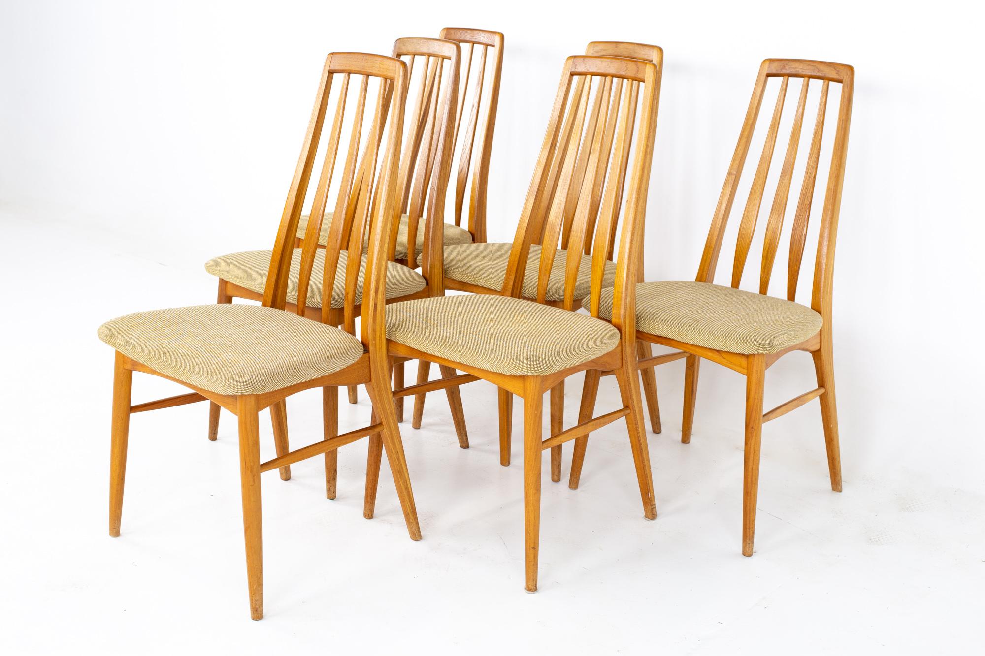 Mid-Century Modern Niels Koefoeds Hornslet Mid Century Eva Teak Dining Chairs, Set of 6