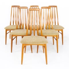 Niels Koefoeds Hornslet Mid Century Eva Teak Dining Chairs, Set of 6