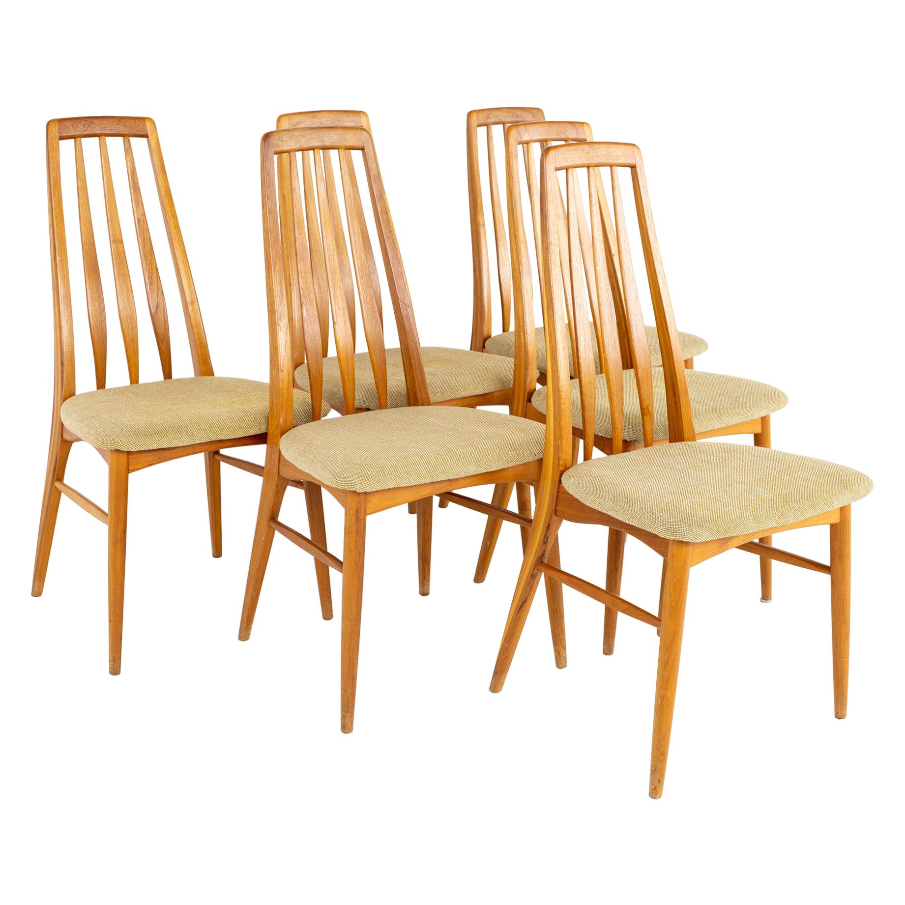 Niels Koefoeds Hornslet Mid Century Eva Teak Dining Chairs, Set of 6