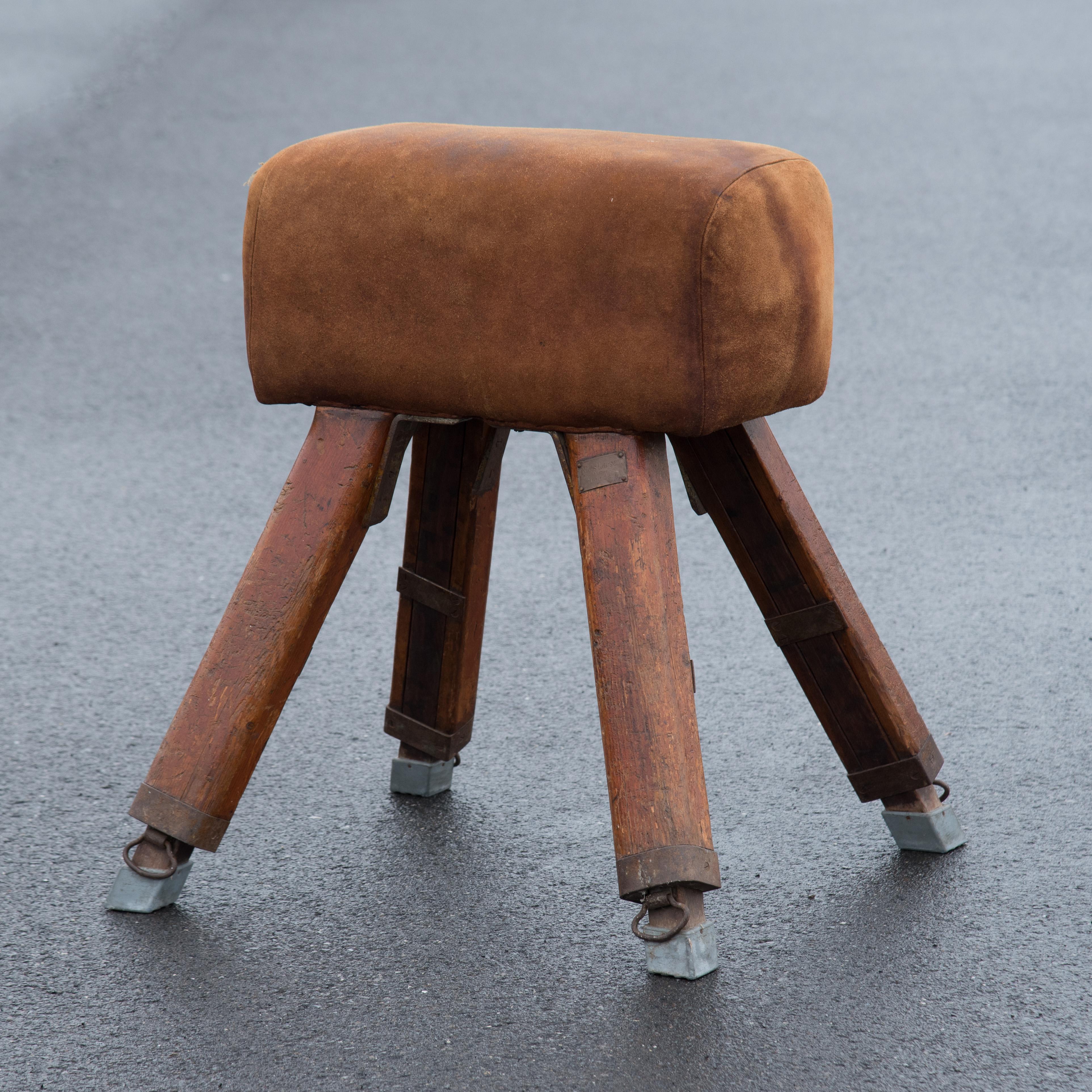 Mid-20th Century Niels Larsen & Sons Suede Pommel Horse For Sale