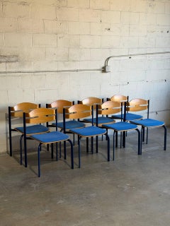 Niels Larsen Stacking Chairs Set of 8 Danish Mid-Century Modern Vintage