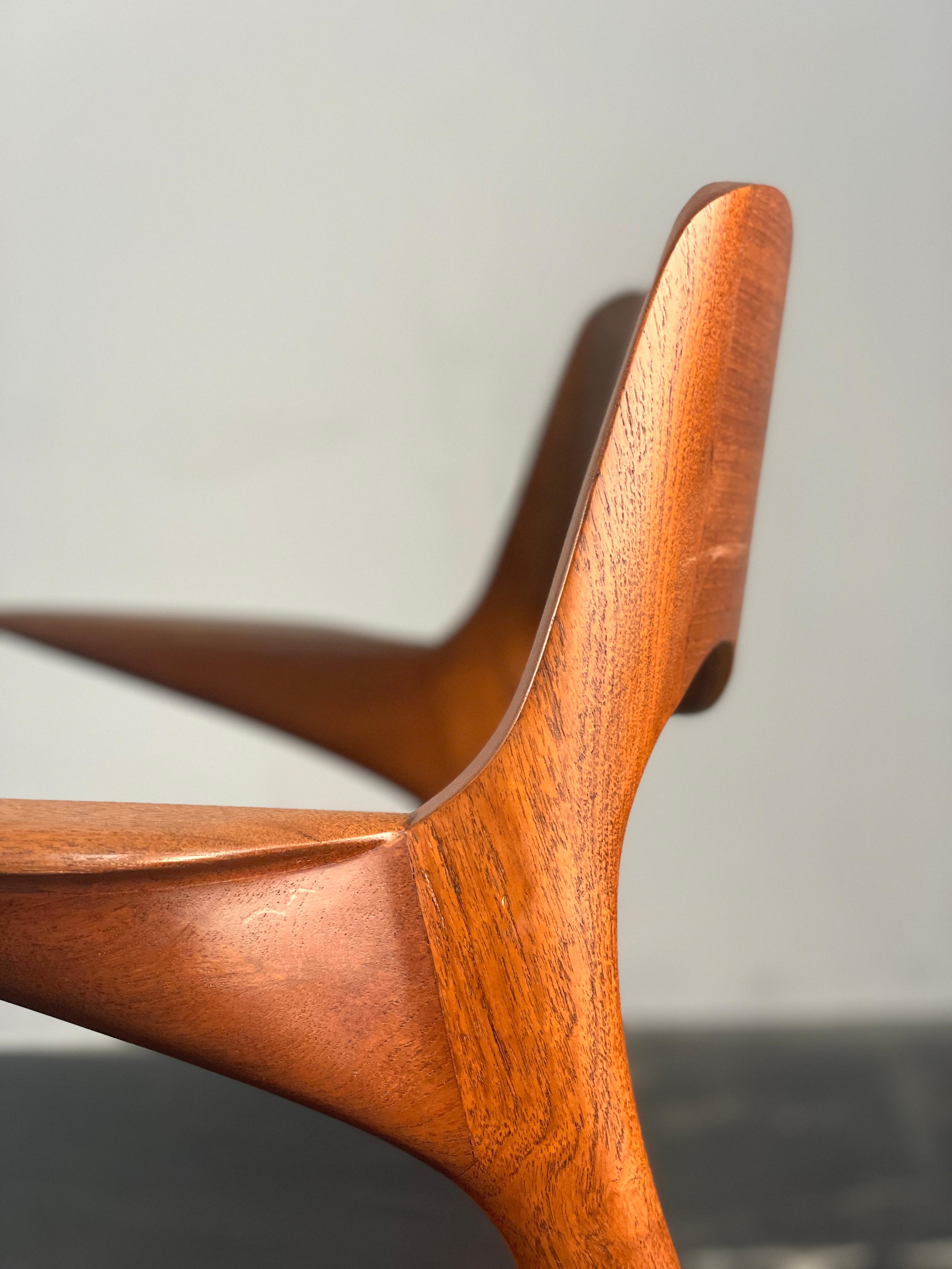 Niels  Møller 55 arm chair in teak with new black leather seat 1