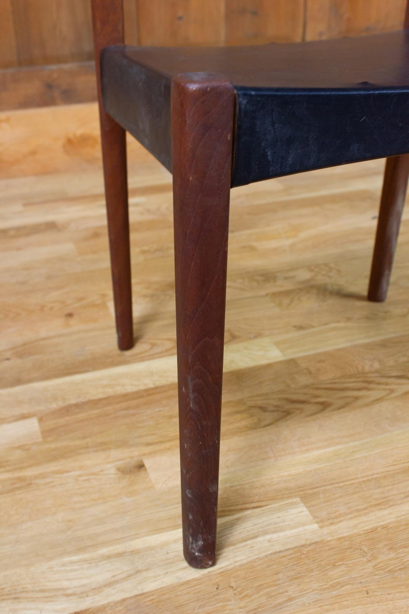 Niels Møller - Chaise modèle 71 - teck - assise cuir - années 50 - Danemark Bon état - En vente à Beuzevillette, FR
