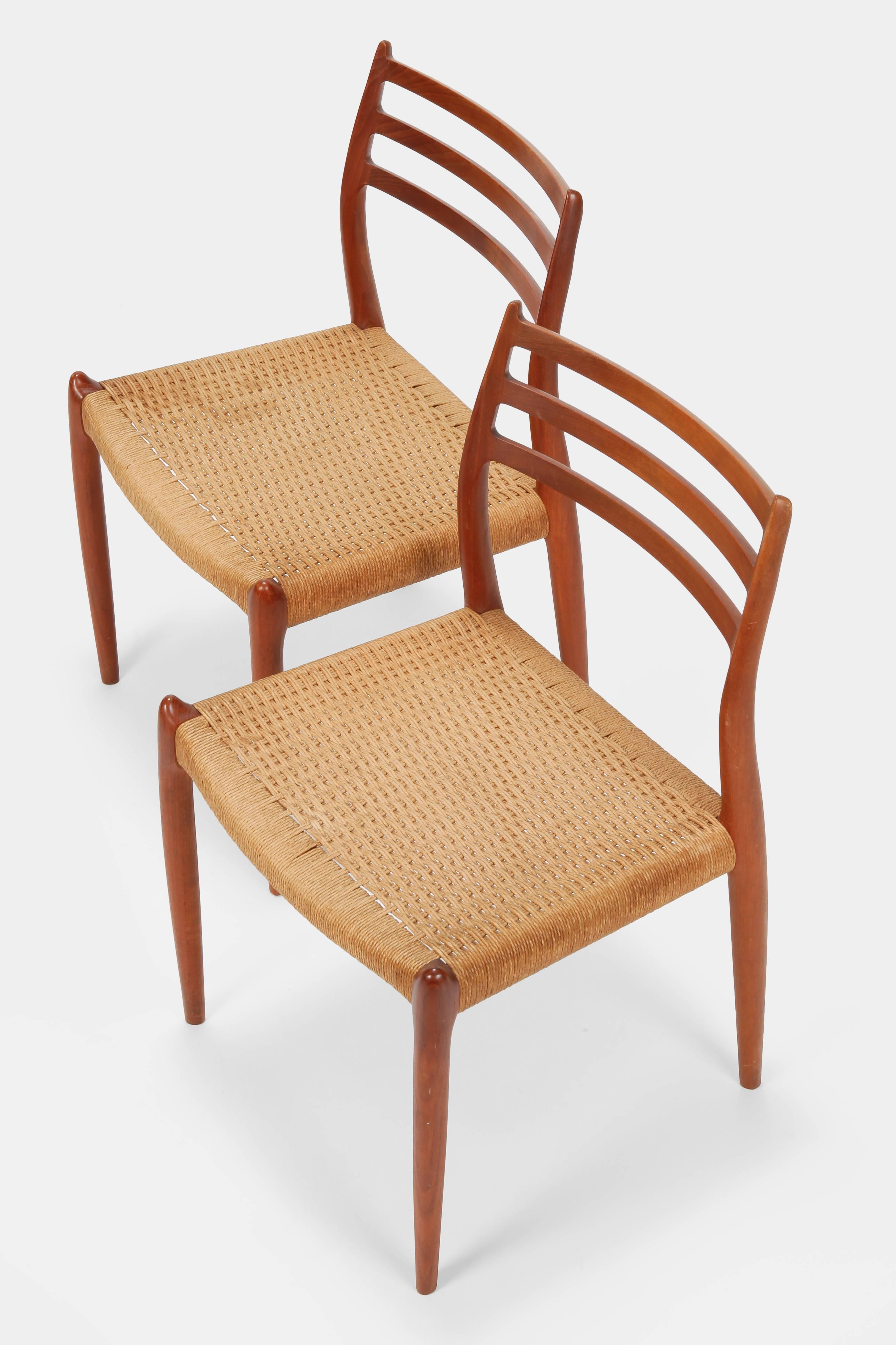 Mid-Century Modern Niels Møller Chairs Model 78 J.L. Møller, 1960s