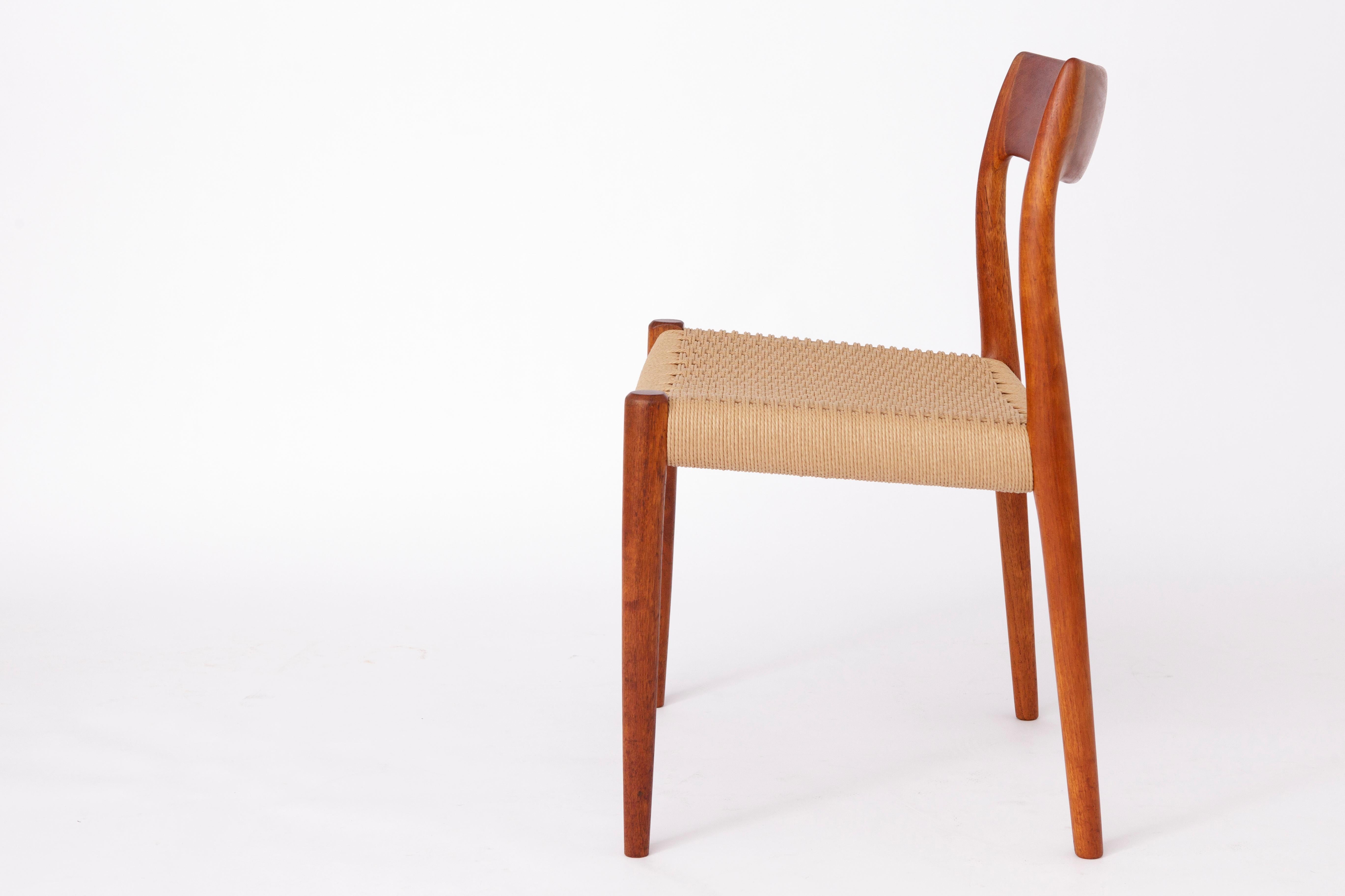 Niels Møller Dining Chair Set (6) – Models 77 & 57, Teak, Danish Cord, Vintage In Excellent Condition For Sale In Hannover, DE