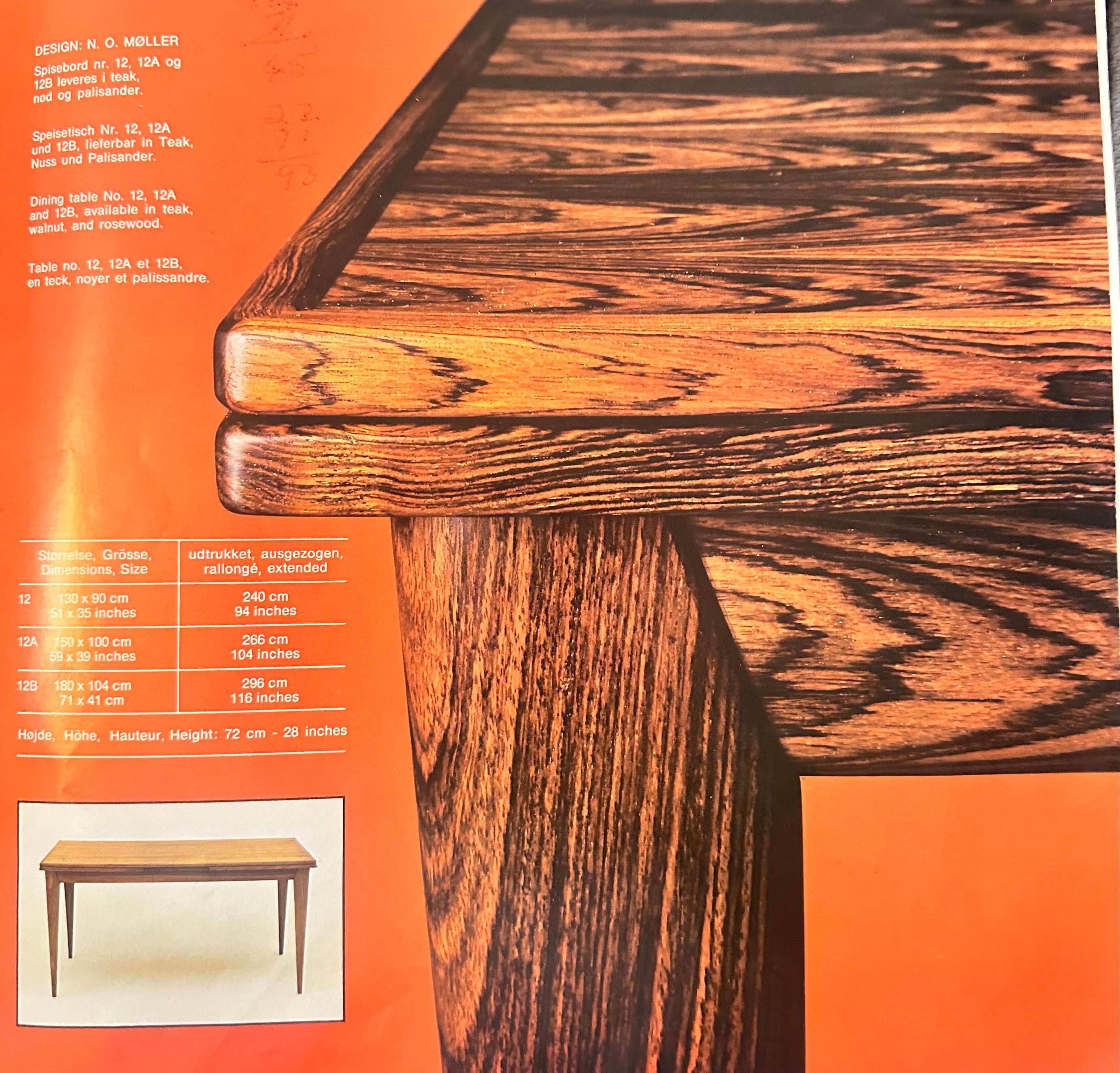 Niels Møller for J.L. Møllers Møbelfabrik  #12 B Brazilian Rosewood Dining table 9