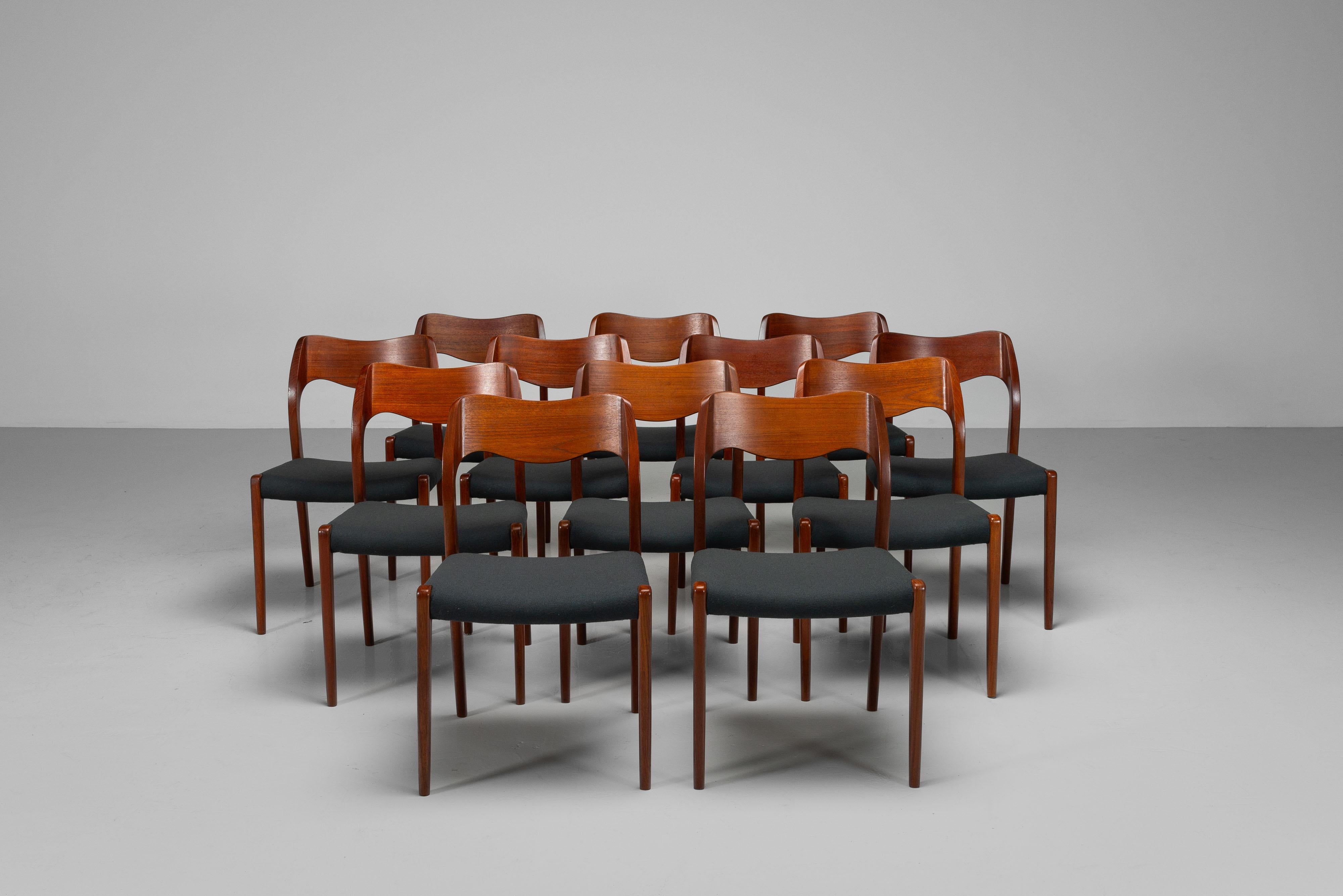 Scandinavian Modern Niels Møller model 71 dining chairs in teak Denmark 1951