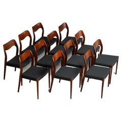 Vintage Niels Møller model 71 dining chairs in teak Denmark 1951