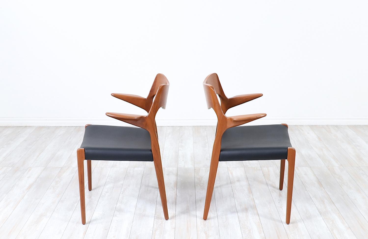 Danish Niels Møller Model-71 Leather & Teak Arm Chairs for J.L. Møllers For Sale