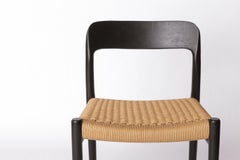 Niels Møller Model 75 Chair in Black Oak with Danish Cord, 1960s Mid-Century