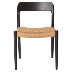 Niels Møller Model 75 Chair in Black Oak with Danish Cord, 1960s Mid-Century