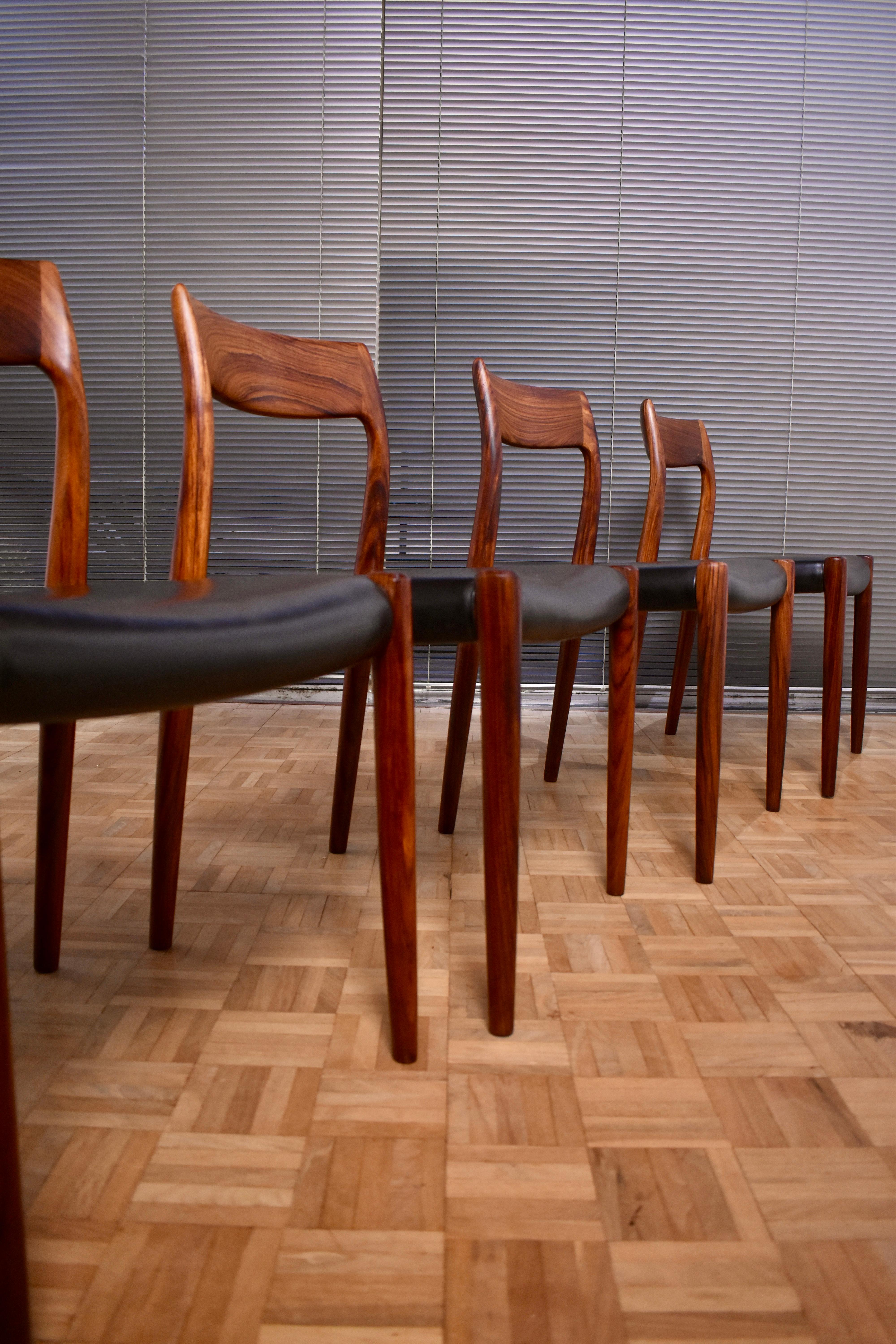 Niels Møller Model 77 Solid Rosewood Dining Chairs for J.L. Møllers Møbelfabrik 3