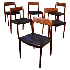 Niels Møller Model 77 Solid Rosewood Dining Chairs for J.L. Møllers Møbelfabrik