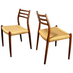 Niels Møller Model 78 Rosewood Papercord Chairs, Set of Six. Denmark 1960s
