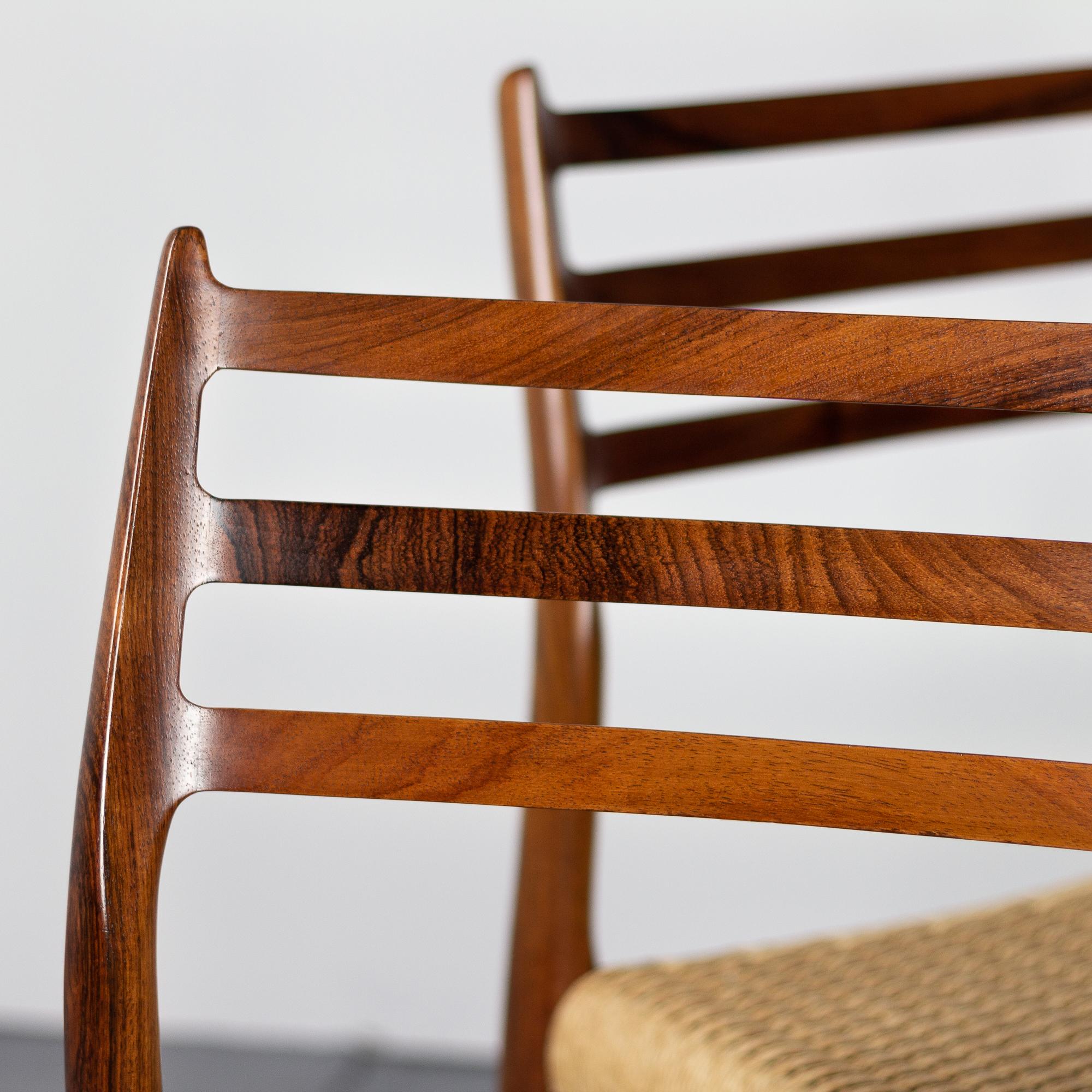 Niels Møller Model 78 Rosewood Papercord Chairs, Set of Six. Denmark 1960s 7