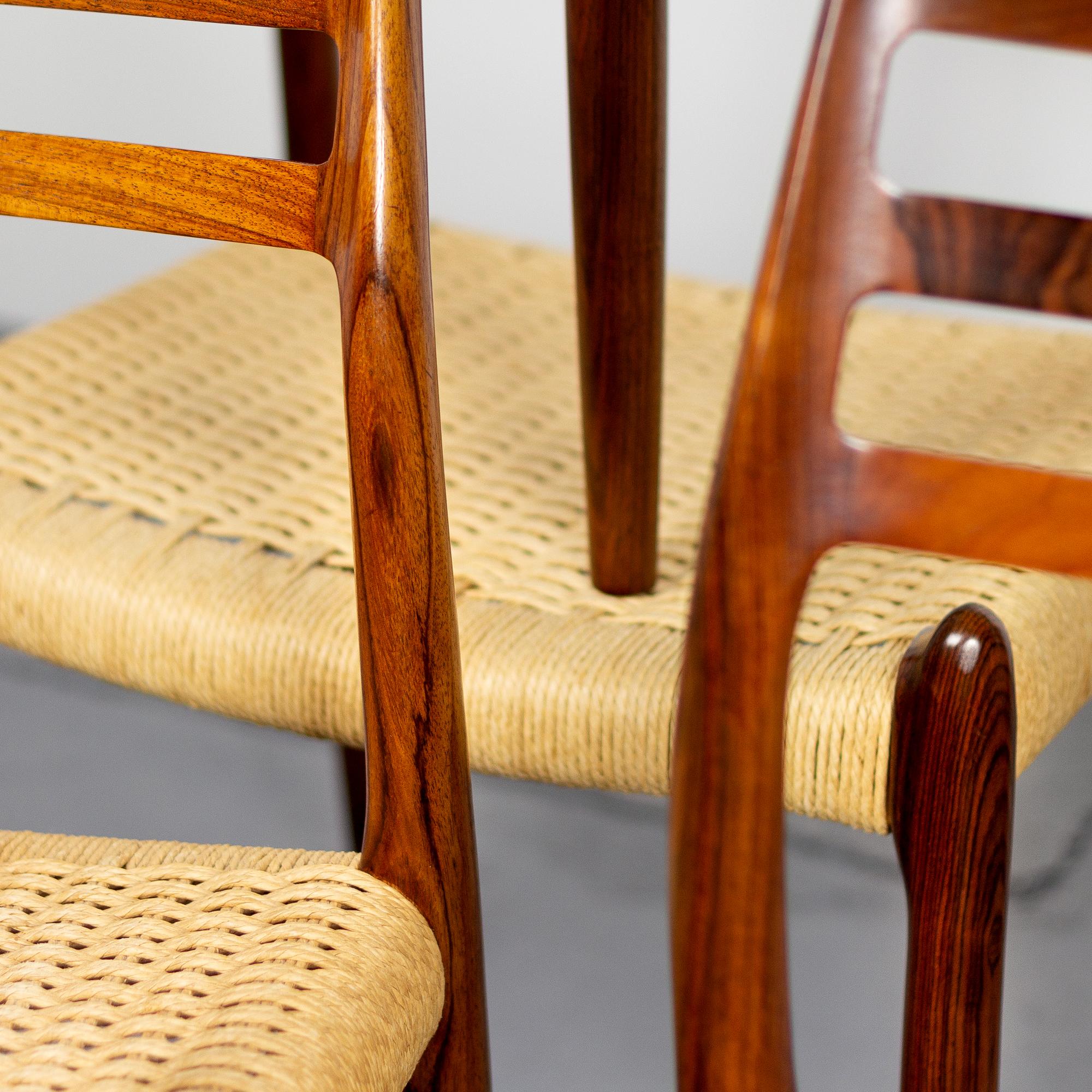 Niels Møller Model 78 Rosewood Papercord Chairs, Set of Six. Denmark 1960s 10