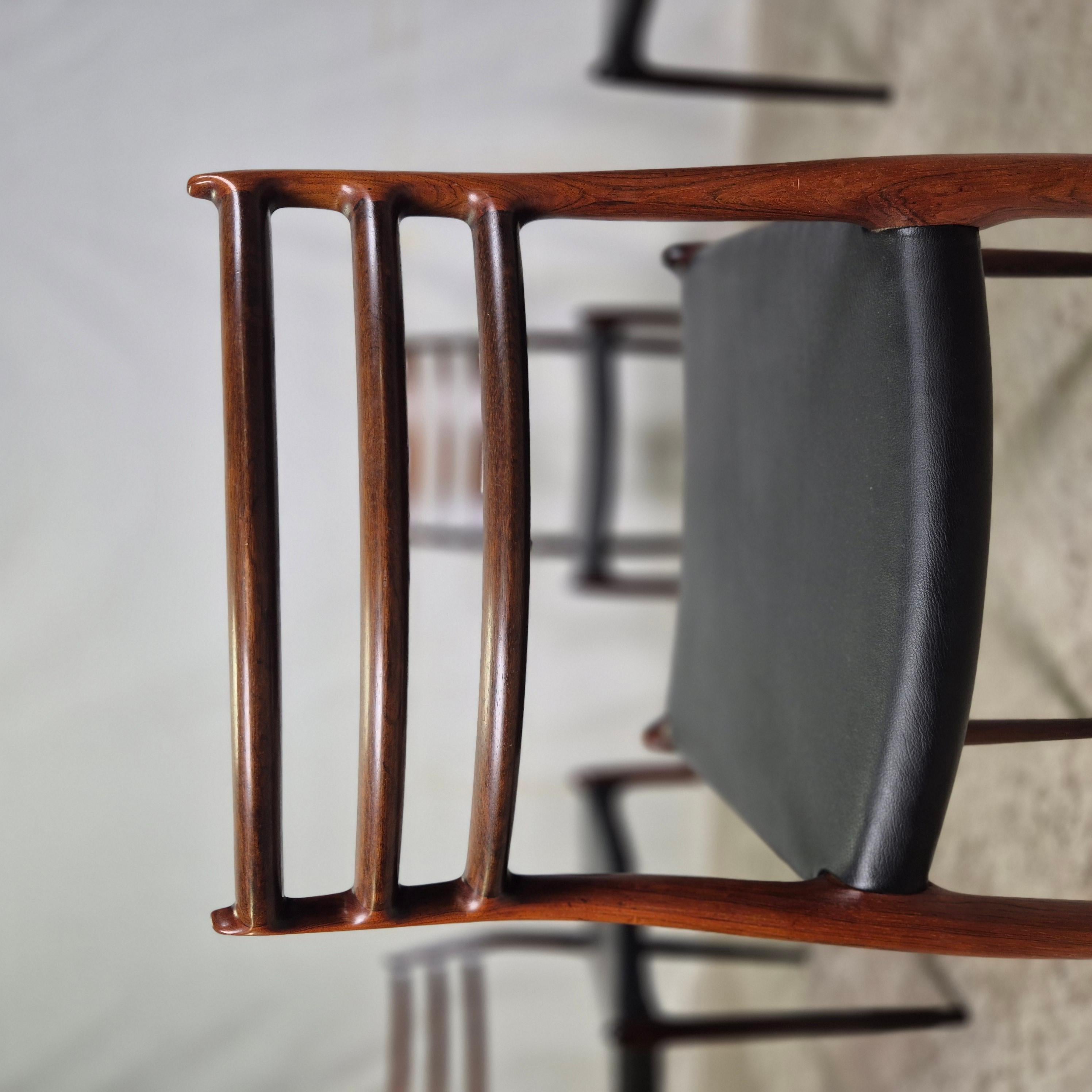 Niels Møller model 78 chairs leather 50's 60's Mid Century For Sale 3