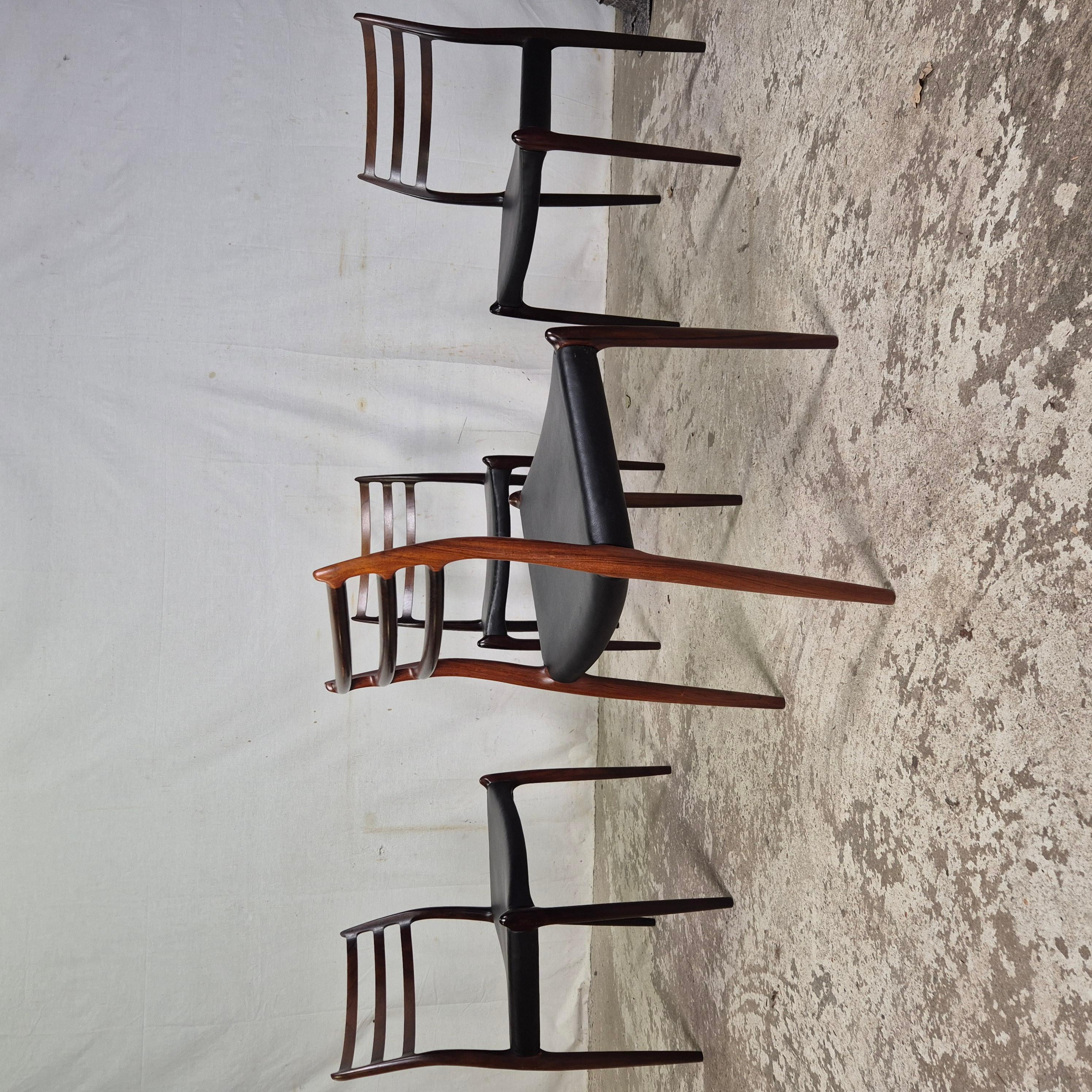 Niels Møller model 78 chairs leather 50's 60's Mid Century For Sale 5
