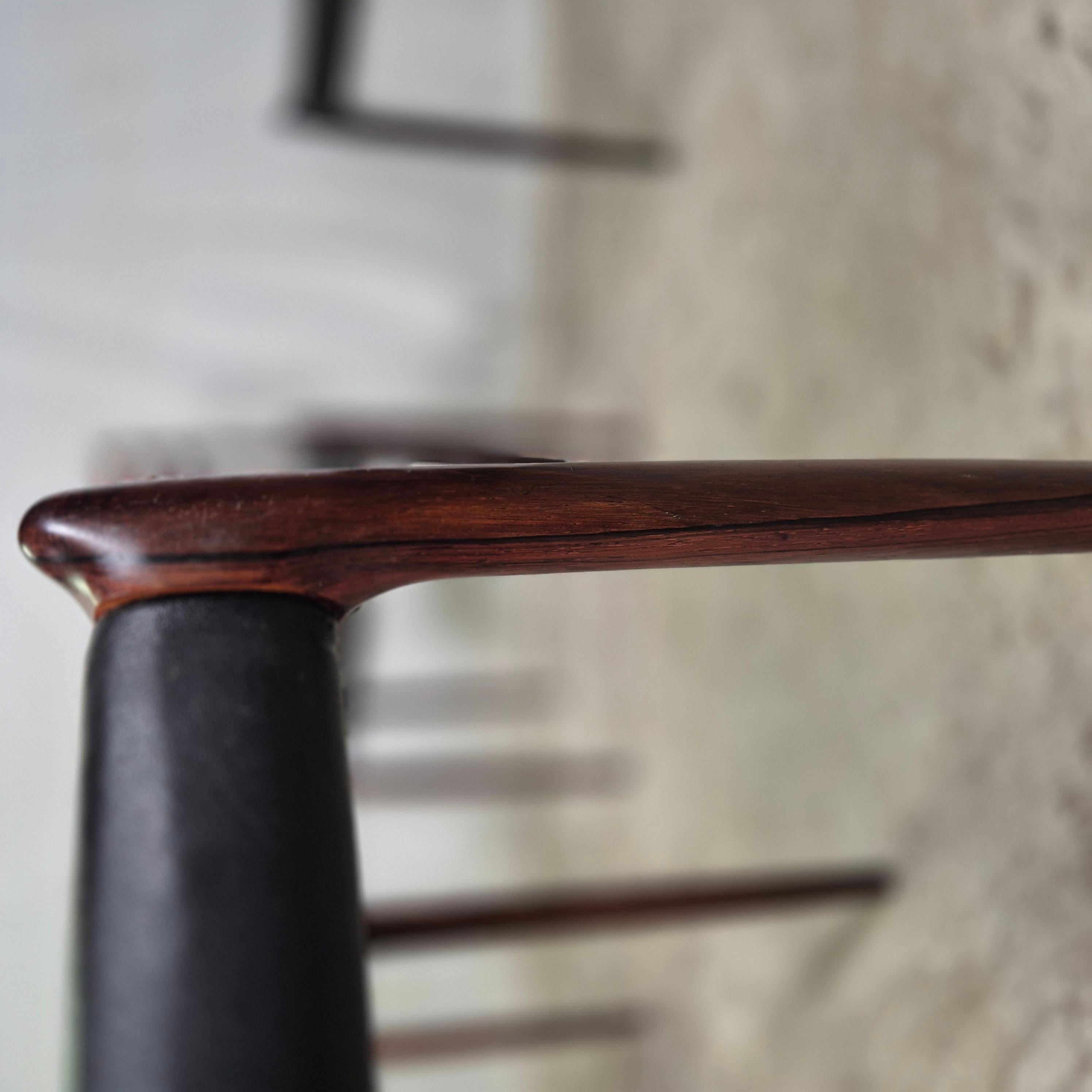 Niels Møller model 78 chairs leather 50's 60's Mid Century For Sale 6