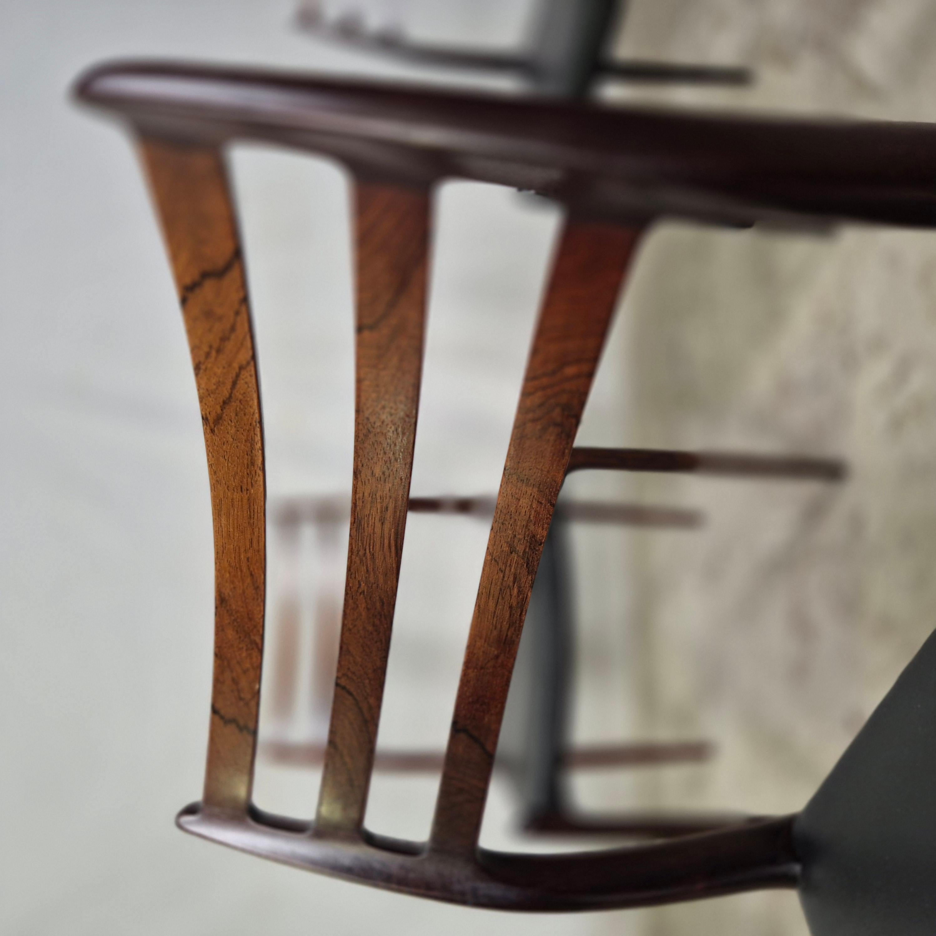 Niels Møller model 78 chairs leather 50's 60's Mid Century For Sale 8