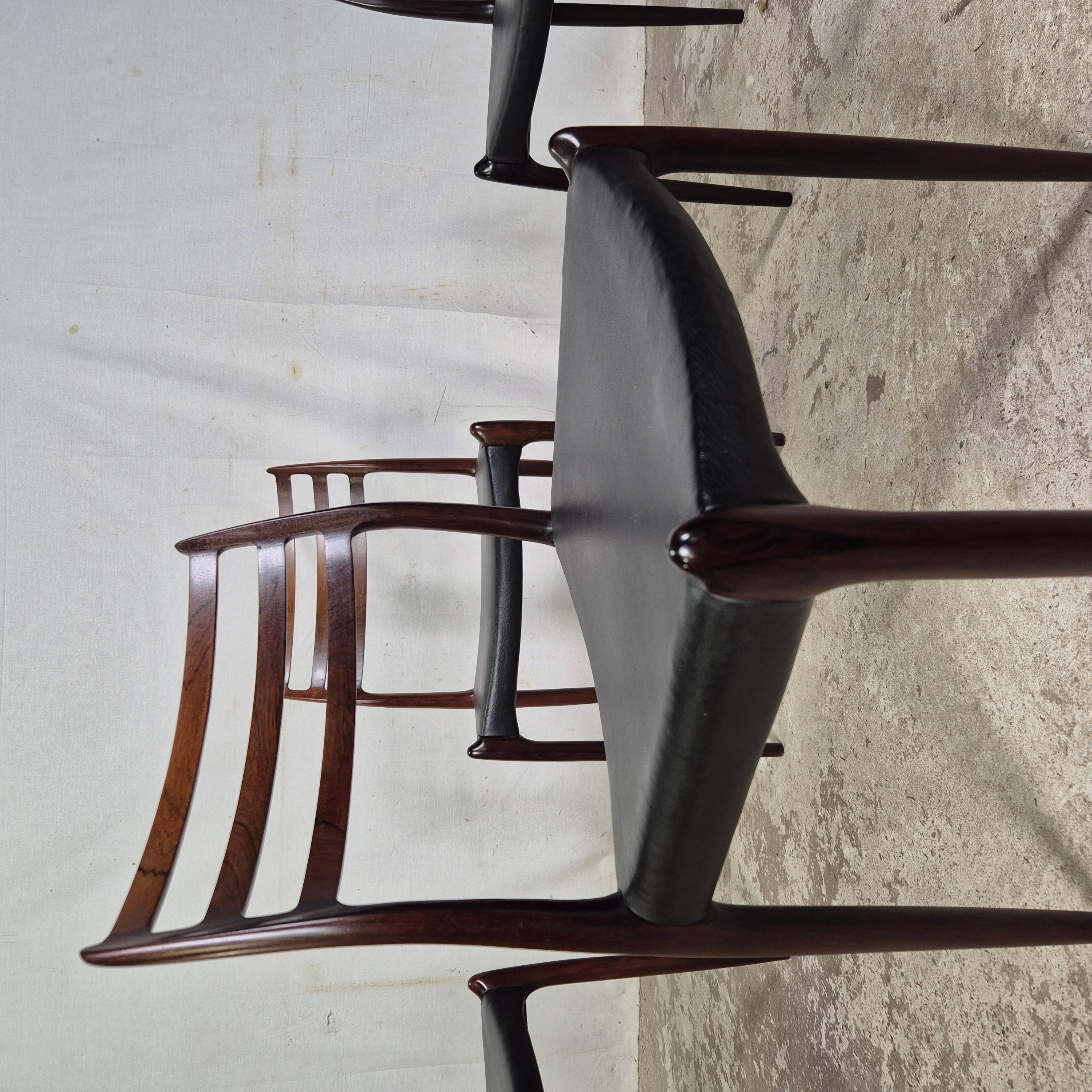 Niels Møller model 78 chairs leather 50's 60's Mid Century For Sale 10