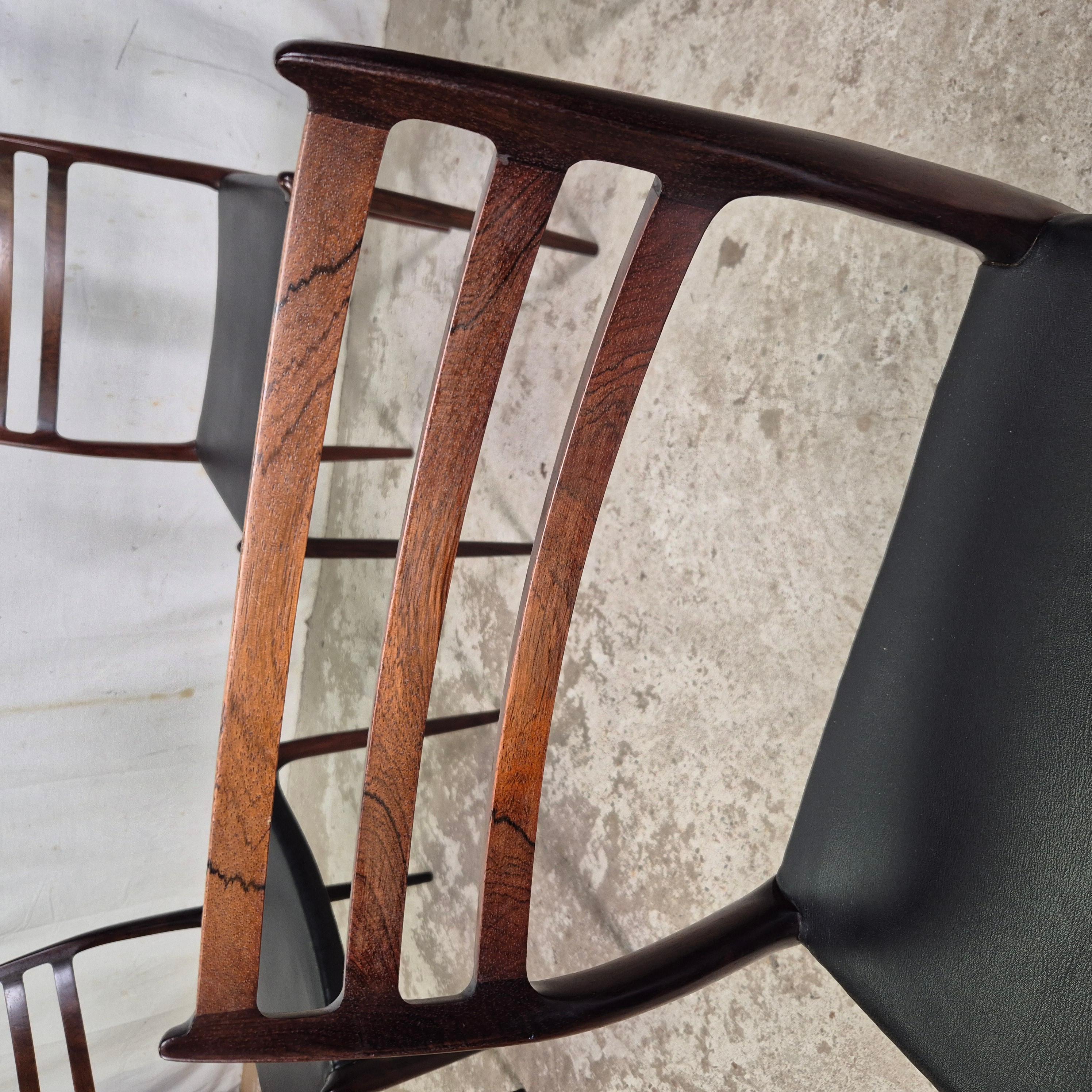 Niels Møller model 78 chairs leather 50's 60's Mid Century For Sale 11