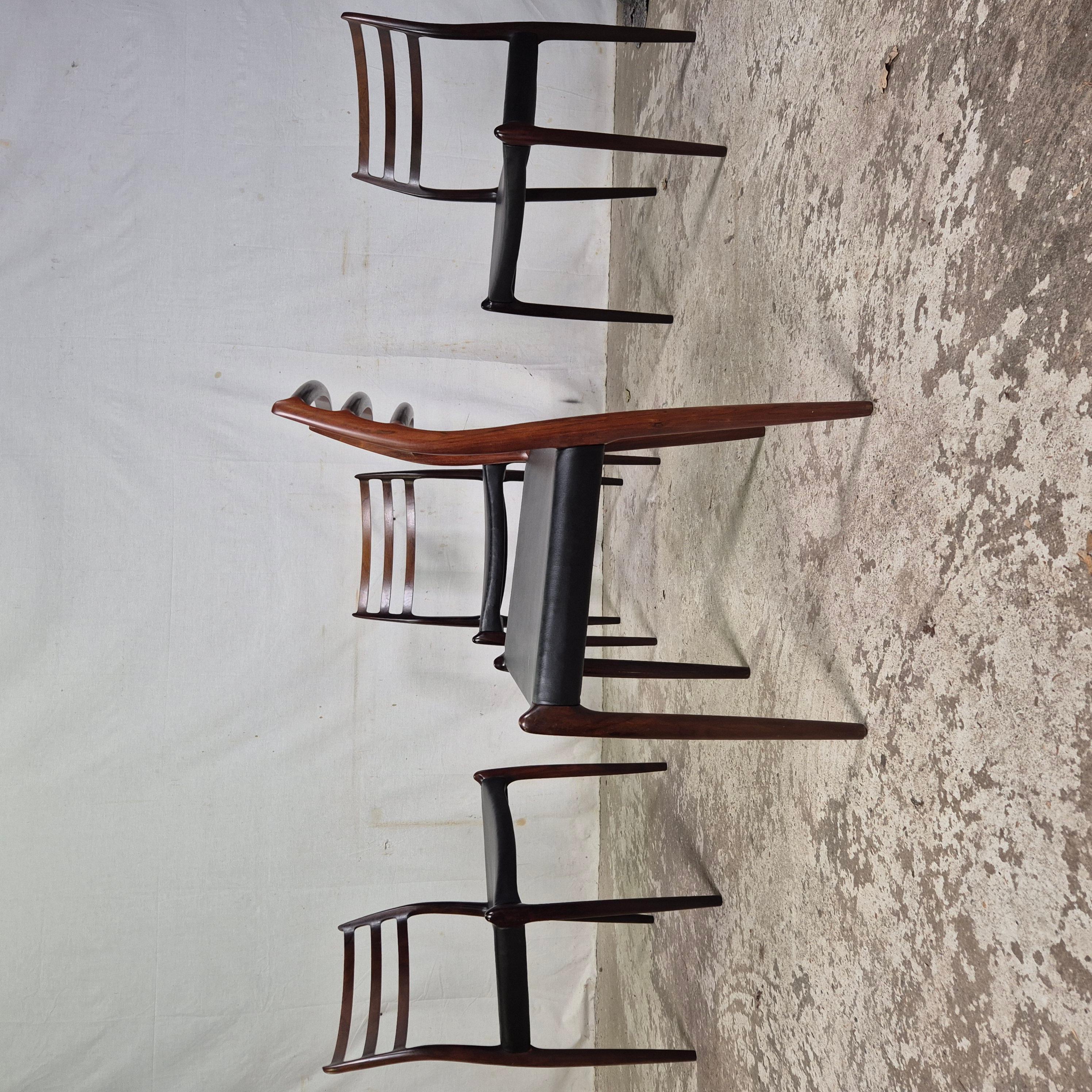 Niels Møller model 78 chairs leather 50's 60's Mid Century For Sale 1