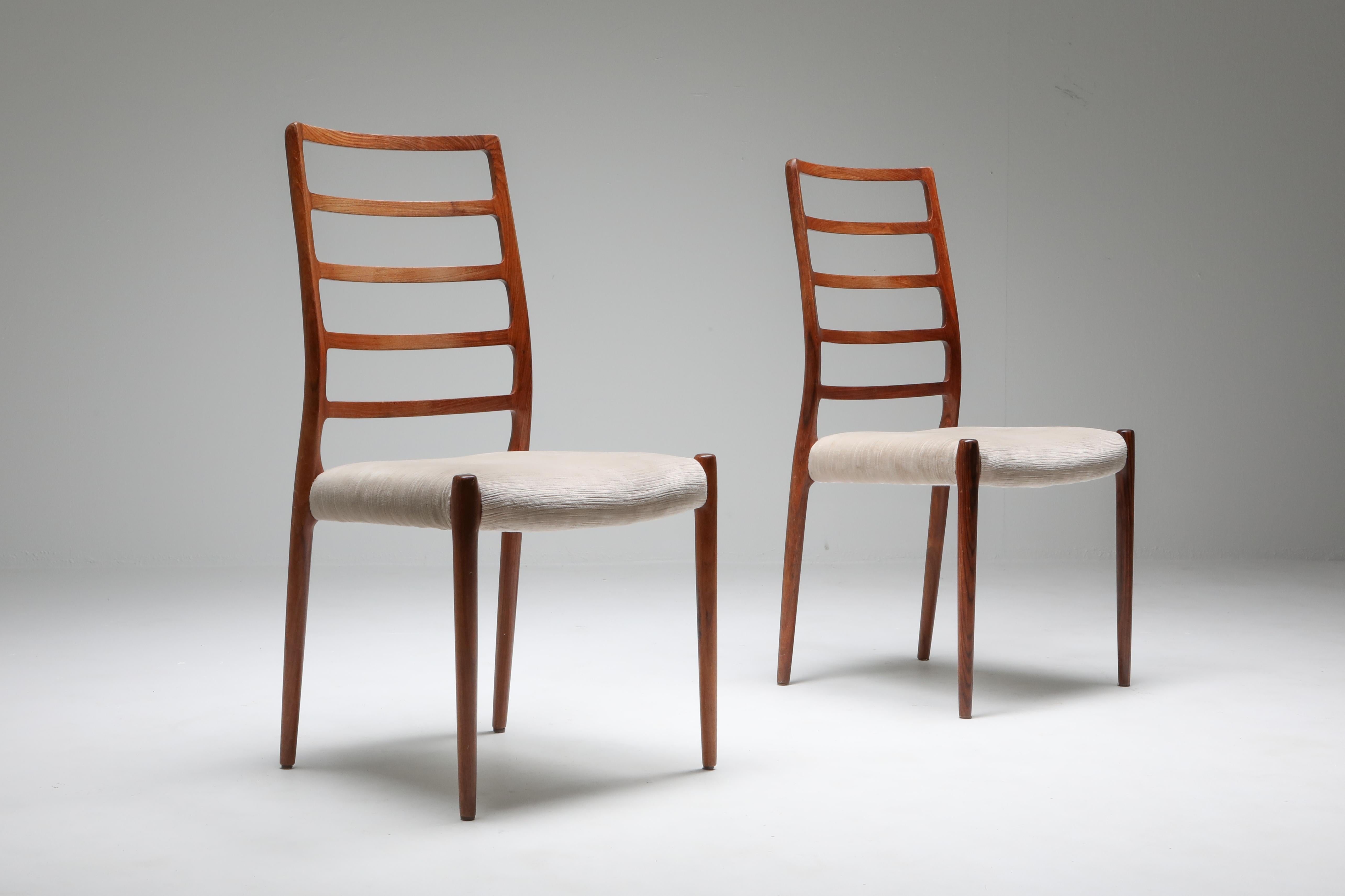 Niels Møller Model 82 Danish Rosewood Dining Chairs, circa 1970 1