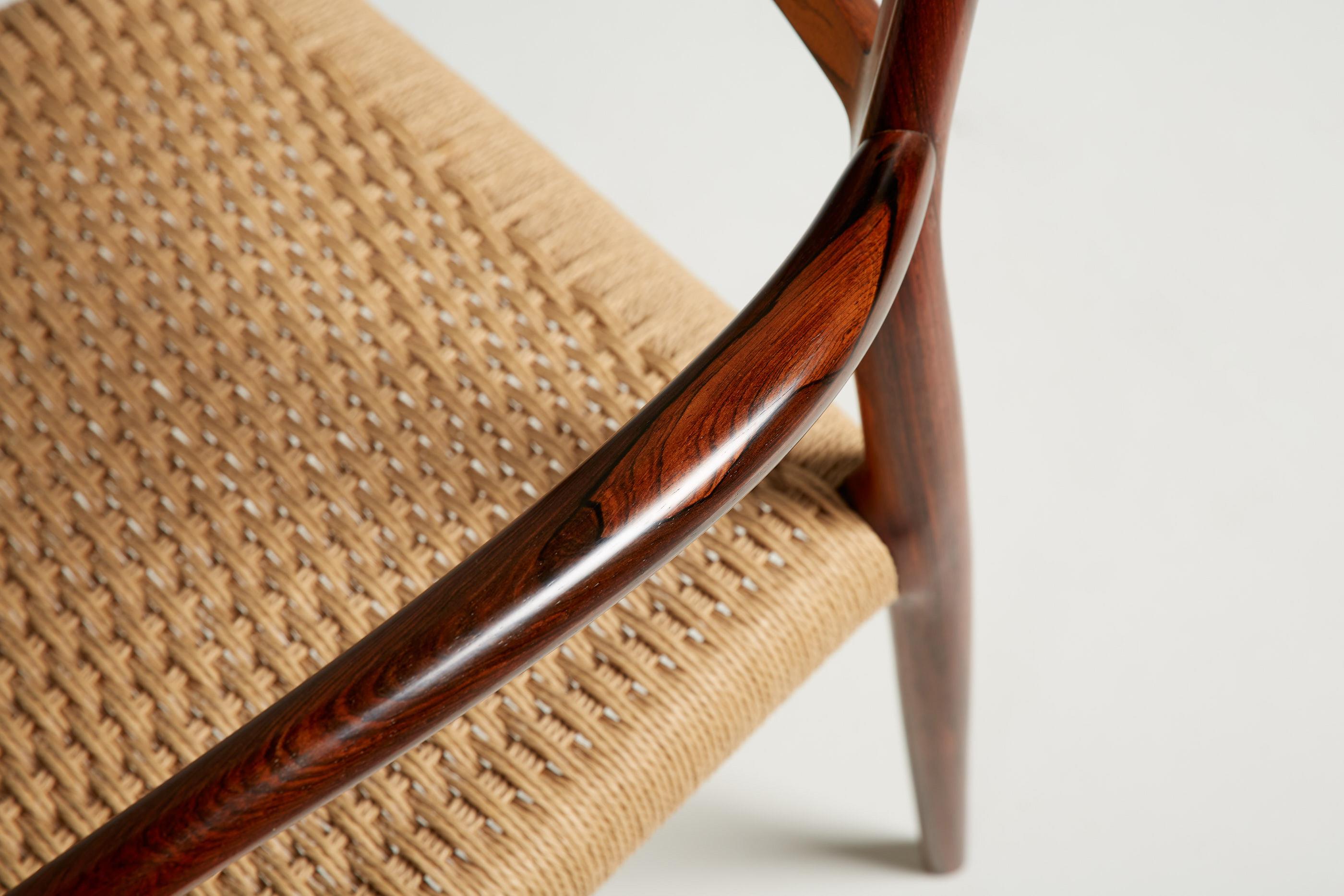 Papercord Niels Møller Model Rosewood Model 64 Armchair, 1966 For Sale