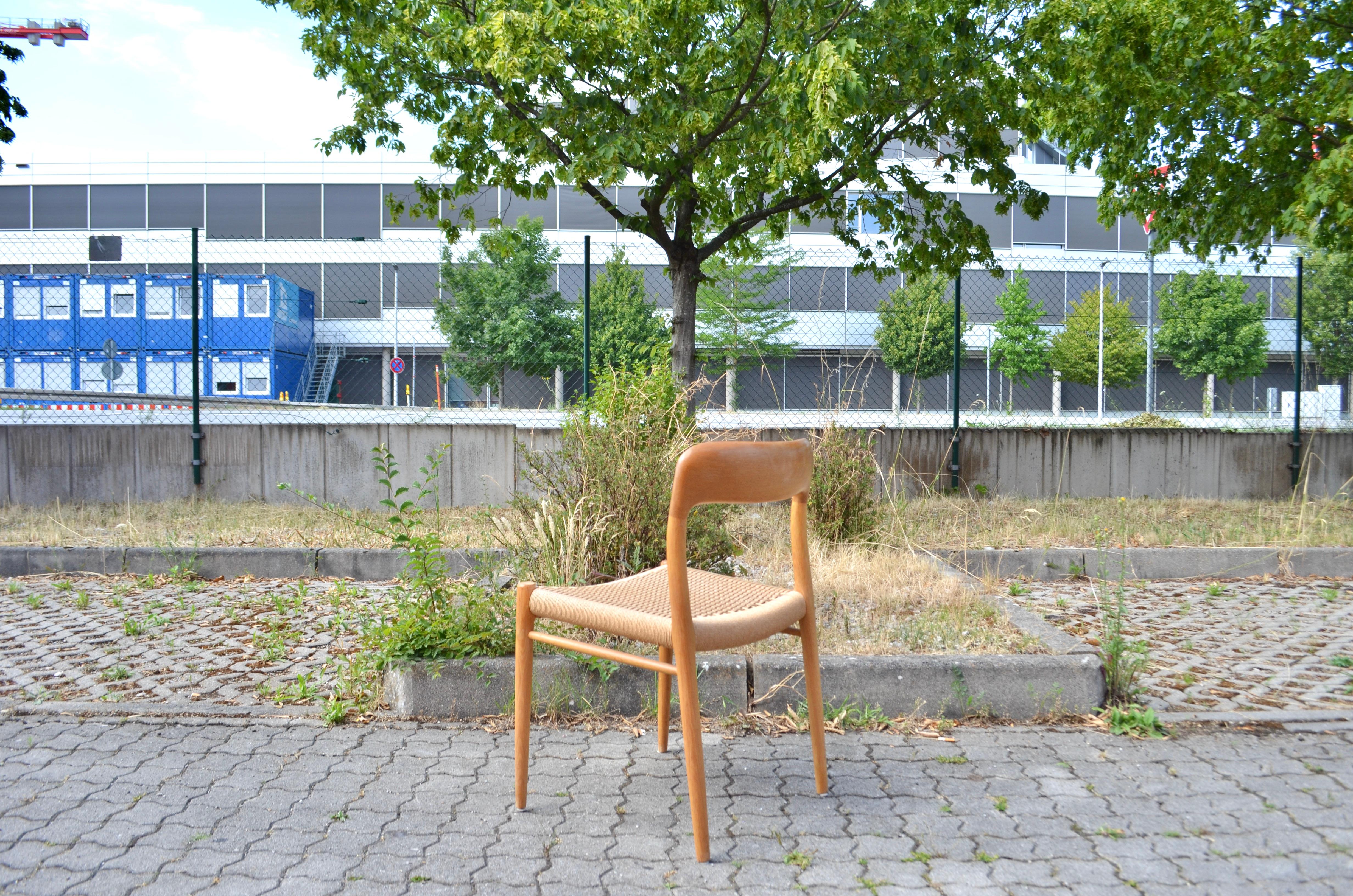 Niels Møller Modell 75 Danish Oak Dining Papercord Chair for J.L. Møllers For Sale 6