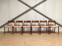 Silla de comedor danesa de teca Niels Møller Modell 77 para J.L. Møllers SET de 6
