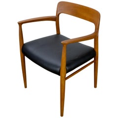 Niels Møller No. 56 Armchair in Teak and Black Leatherette