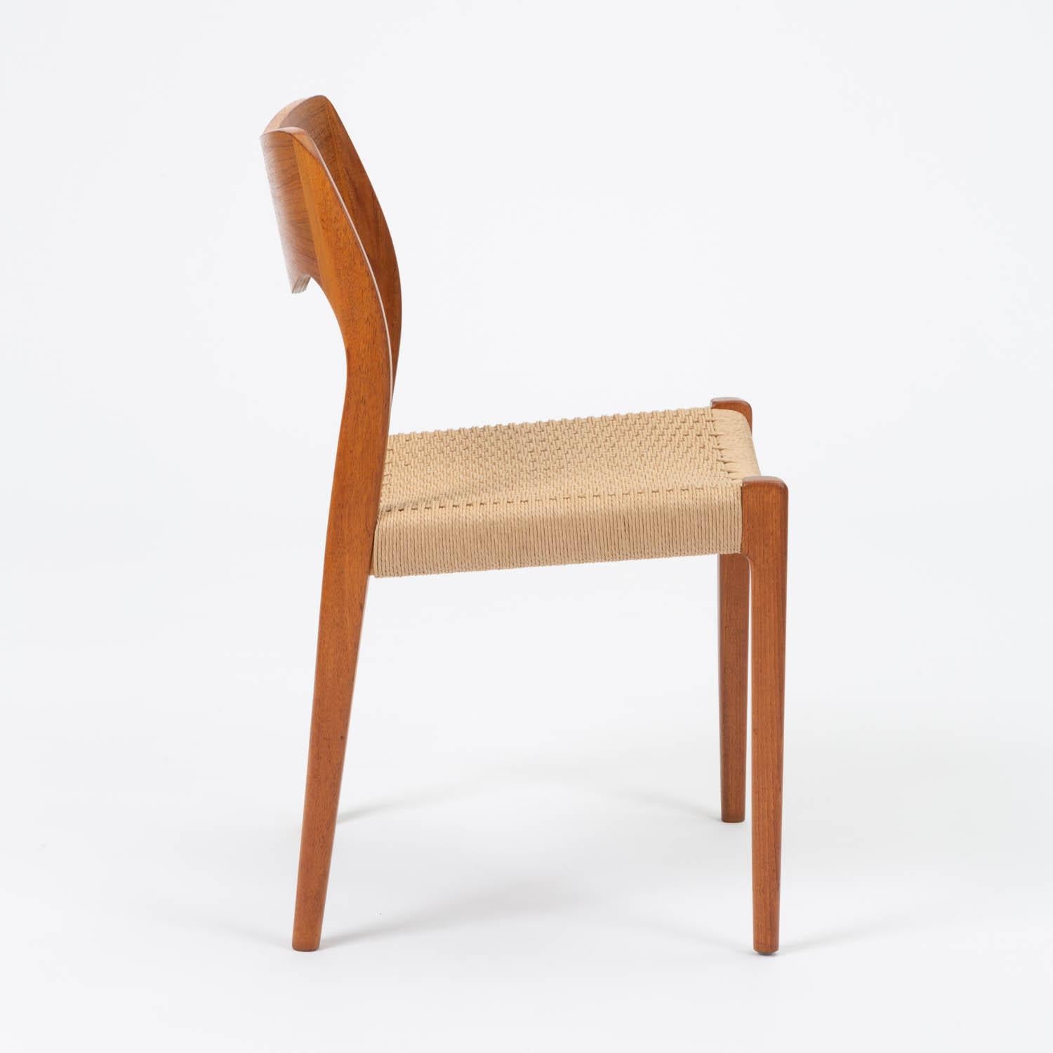 Single Niels Møller No. 71 Teak Dining Chair In Excellent Condition In Los Angeles, CA