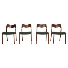 Niels Møller Set of 4 "Model- 71" Rosewood& New Upholstery Dining Chairs, 1951