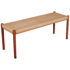 Niels Møller Teak and Danish Cord Bench